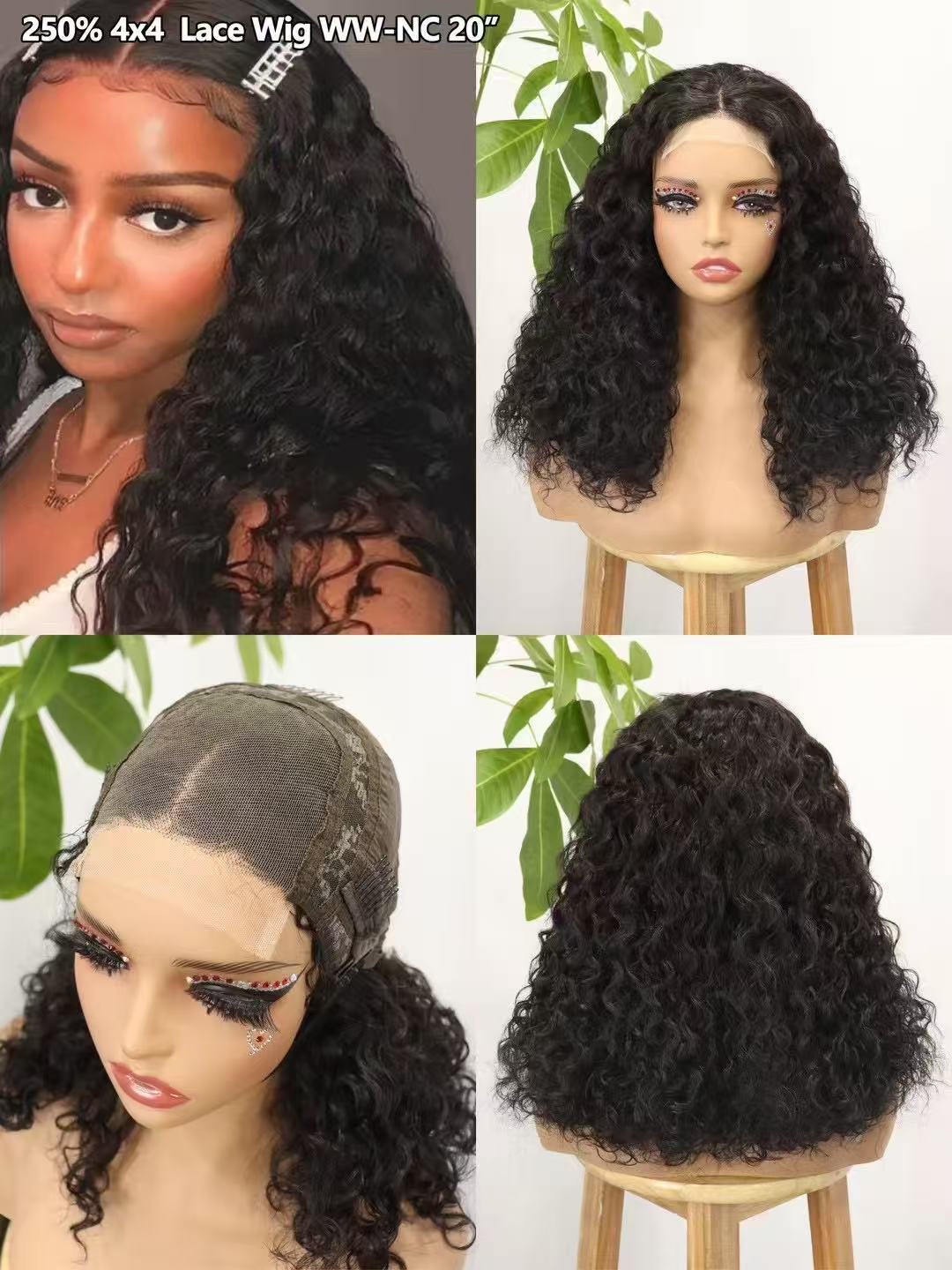 Flower Hair Factory 250% Density  Water 4x4 Lace Wig 100% Natural Real Virgin Hair Wigs