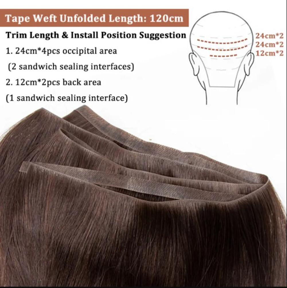 Flower Hair Factory Custom Straight Brown Invisible Long Tape Weft Hair Extensions Injected Tape Wefts