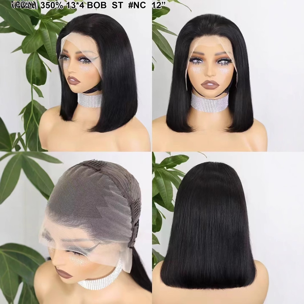Flower Hair Factory 350% Density 100% Natural Raw Vietnamese Hair 13x4 SDD Bone Straight Bob Wig