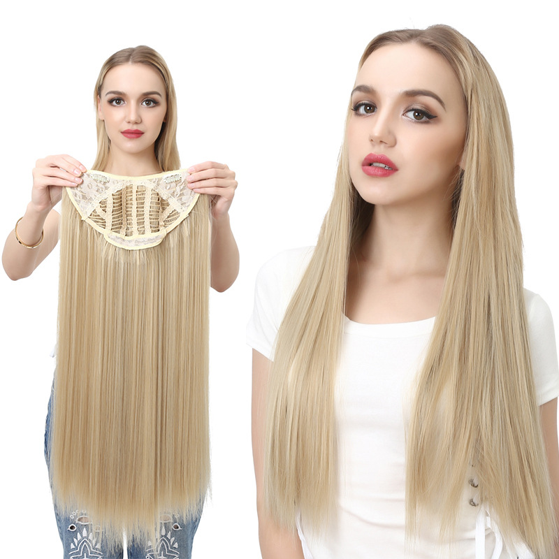 Flower Hair Factory Ready To Ship Synthetic Long Blonde Clip-In Half Wig 