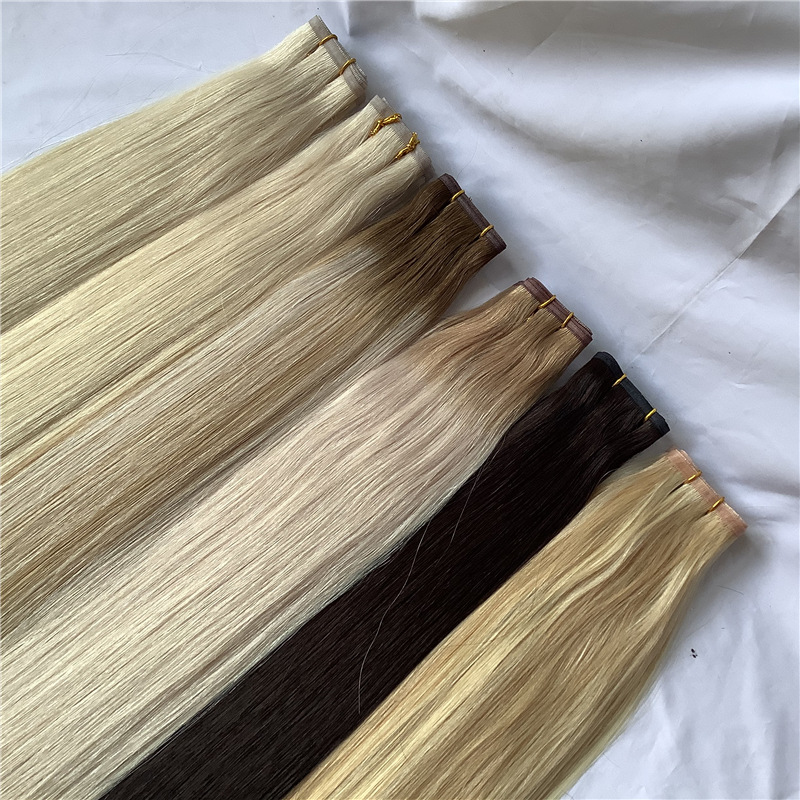 Flower Hair Factory Custom Straight 100% Natural Human Flat Weft Hair Extensions