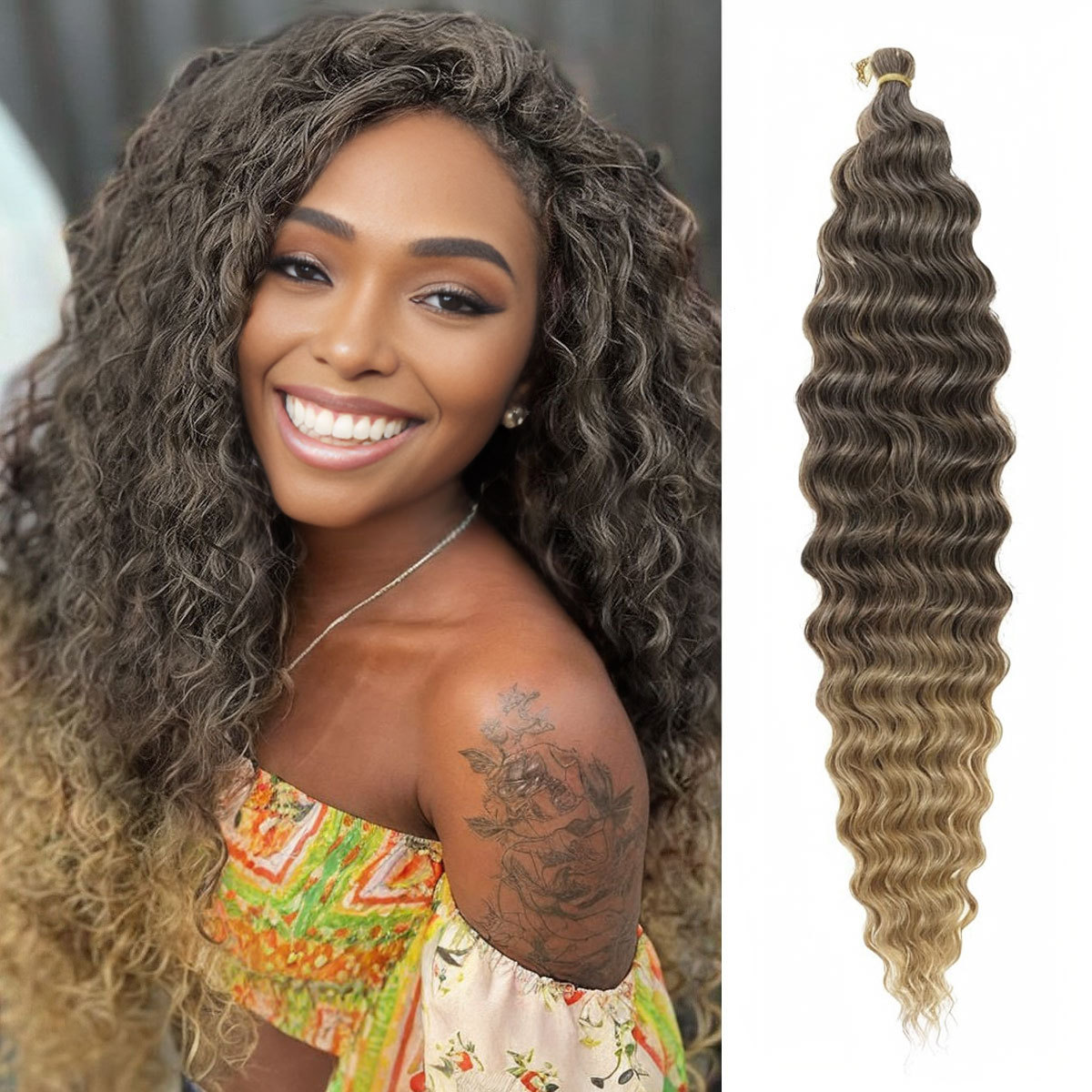 Long Wavy Ombre Synthetic Hair Bulk