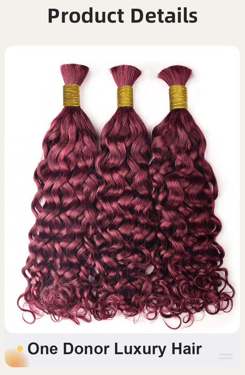 100% Natural Human Hair Virgin Hair Water Wave Ittallian Curly Deep Curly Boho Hair Bulk For Braiding 
