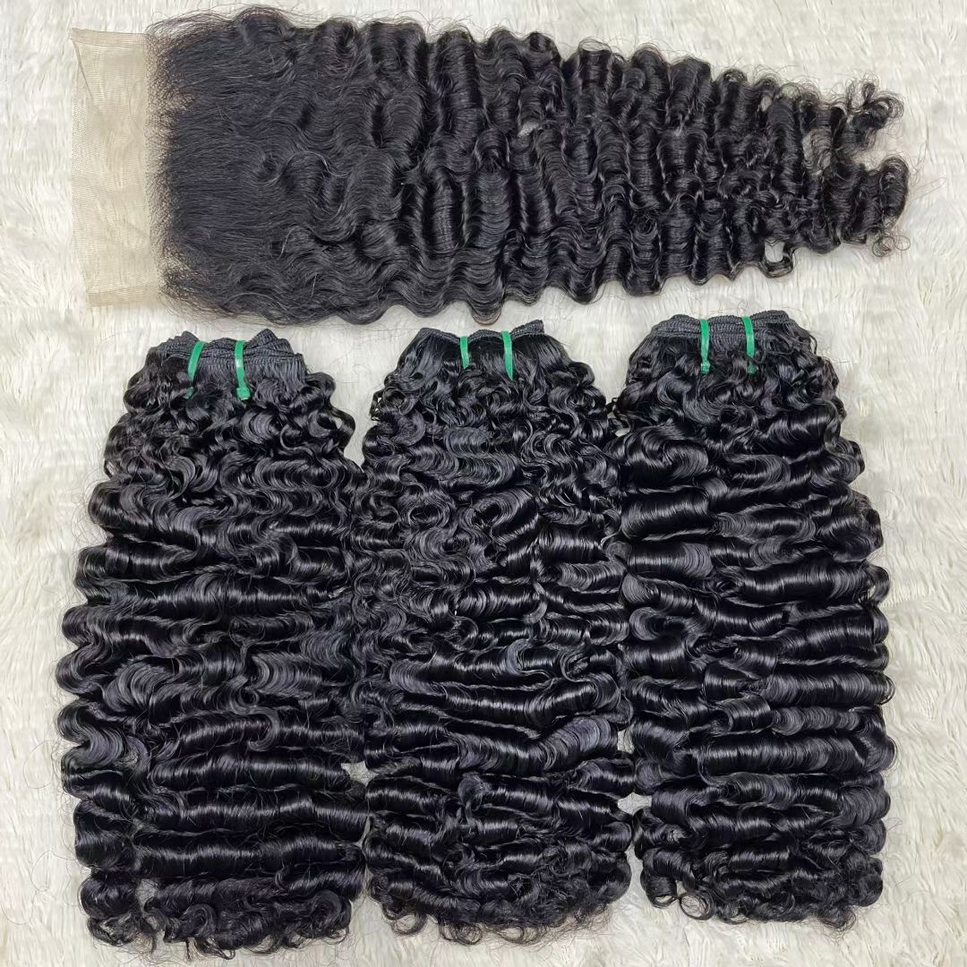 100% Natural Raw Burmese Curly Human Hair Bundles with Closure & Frontal