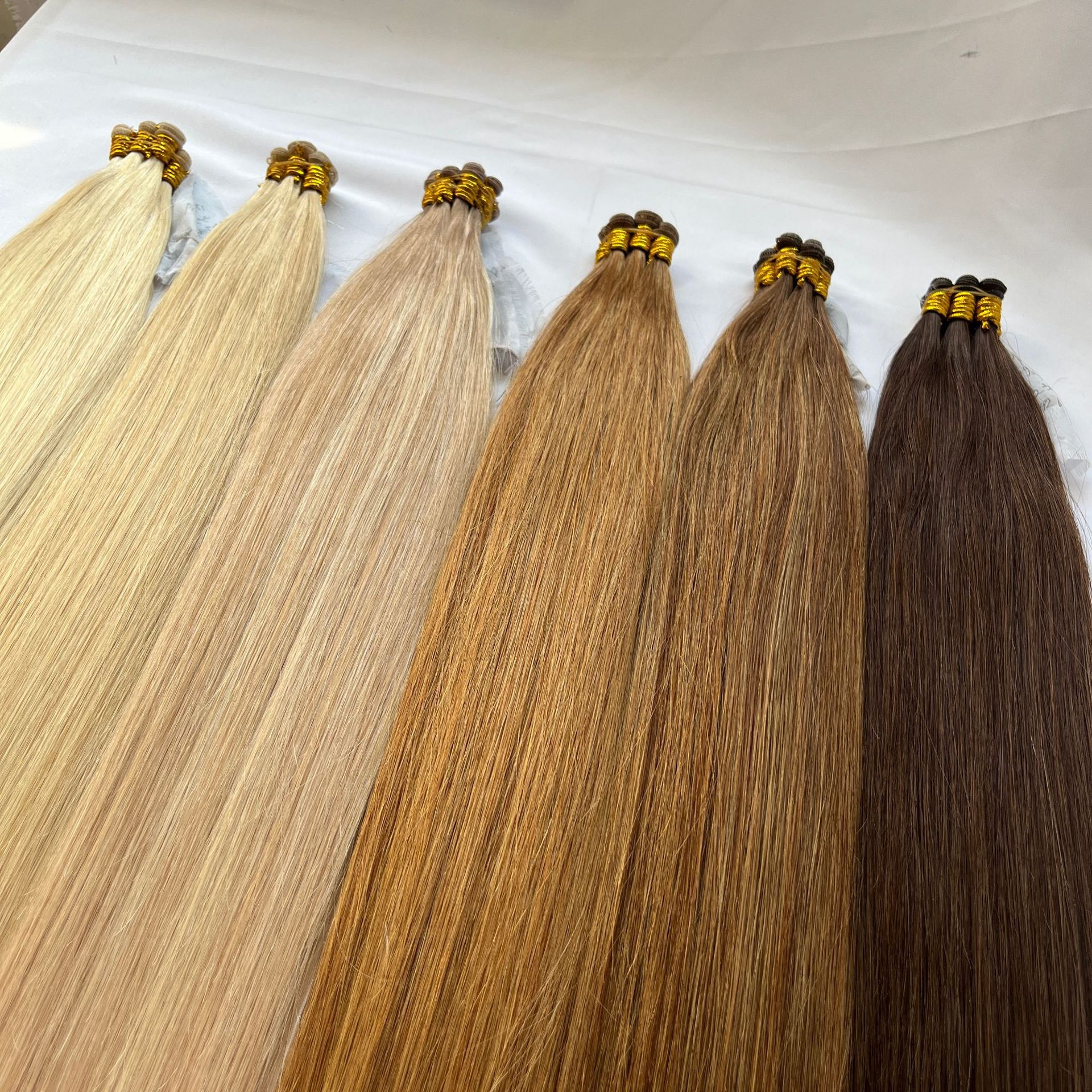 Flower Hair Factory Custom Human Hand Tie Hair Weft Hair Extensions