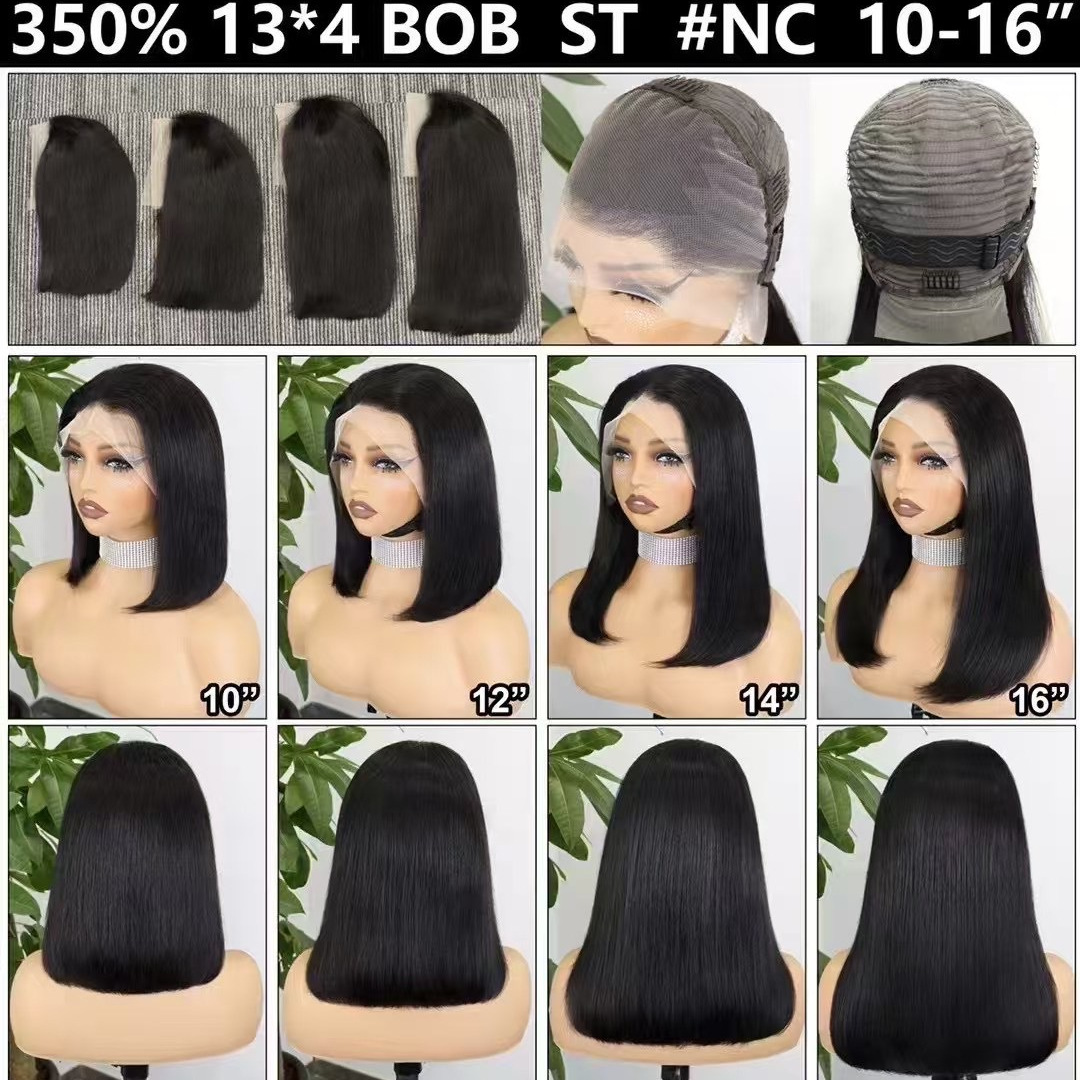 Flower Hair Factory 350% Density 100% Natural Raw Vietnamese Hair 13x4 SDD Bone Straight Bob Wig