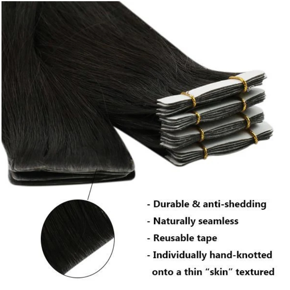 Flower Hair Factory Custom Invisible Tape Hair Extensions Injected Tape In Hair