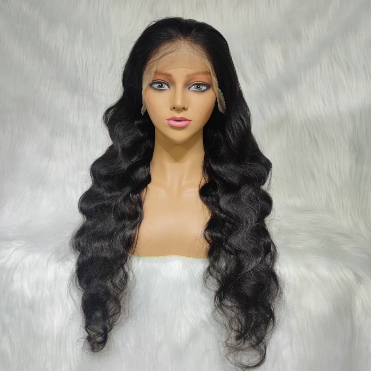 Flower Hair Factory 100% Natural Real Human Hair Long Body Wavy Kinky Straight Natural Black Lace Frontal Wig