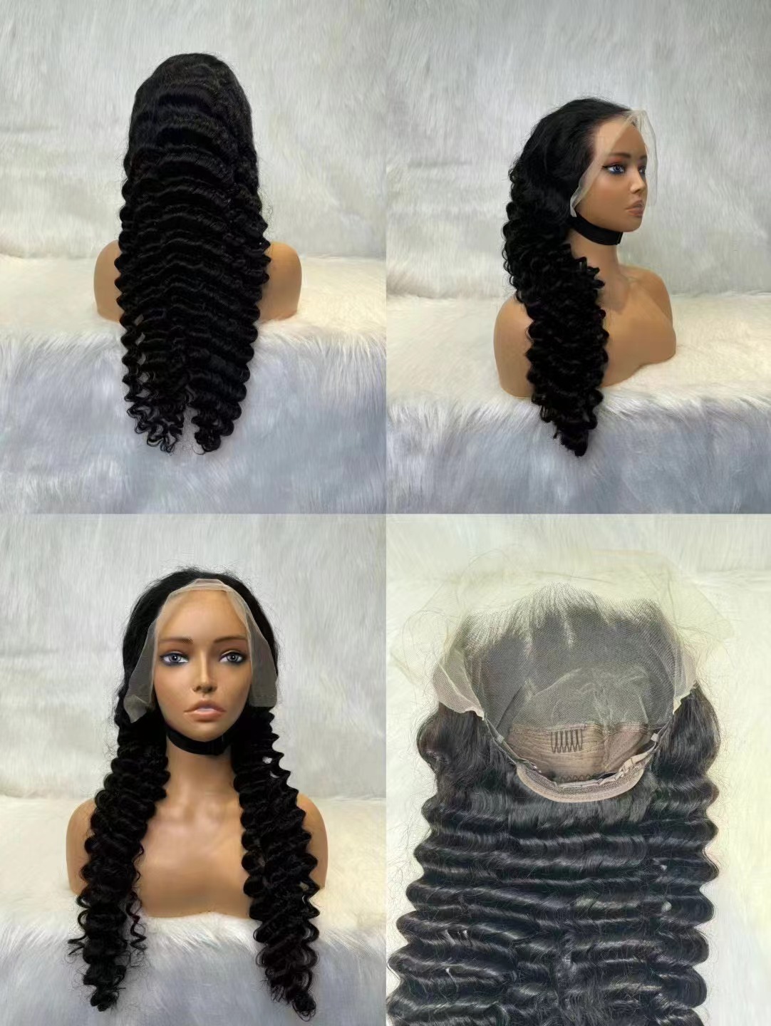 Flower Hair Factory 13x6 Long Straight Body Wave Deep Wave Deep Curly Natural Black Lace Front Wig