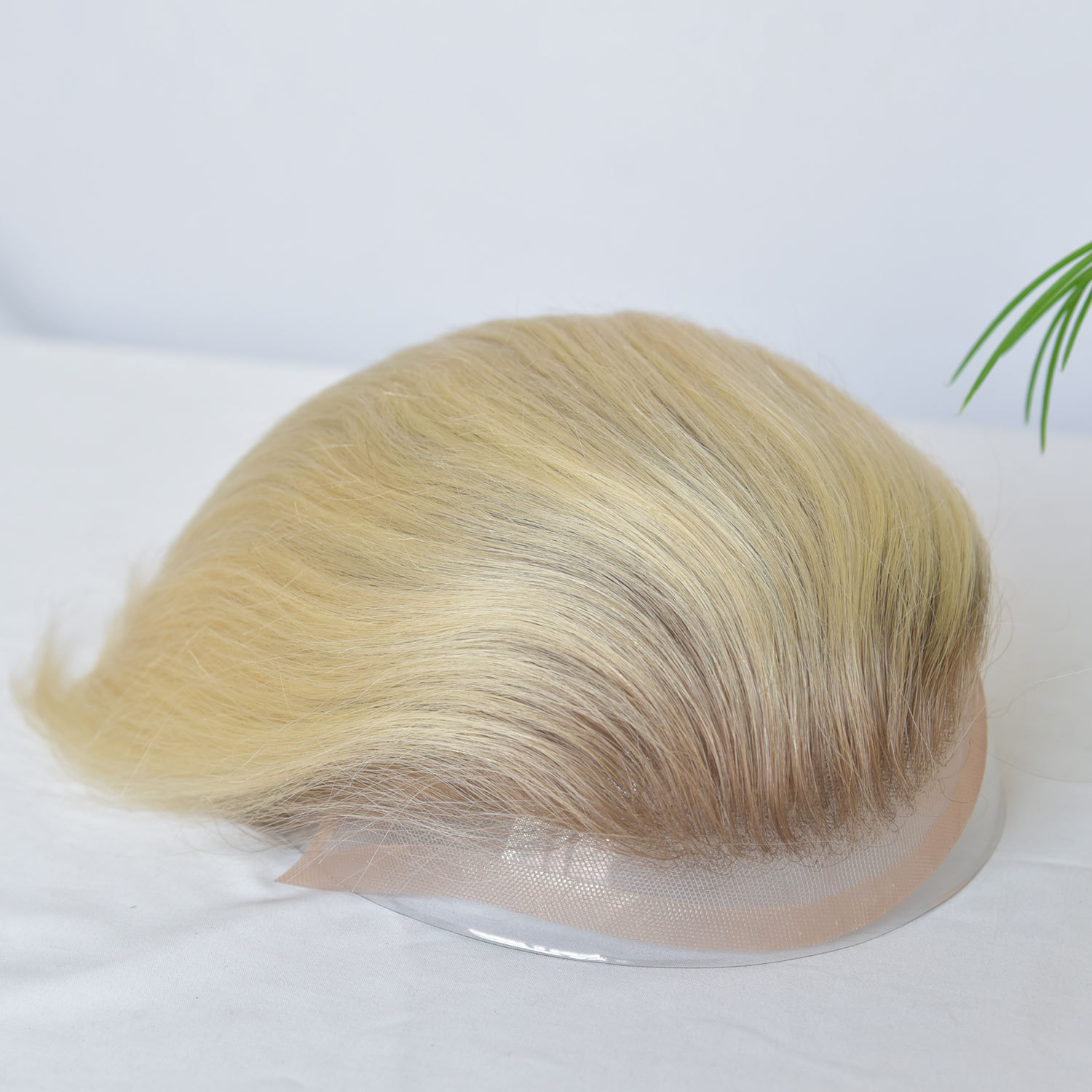 100% Natural Human Hair Silver Gray Men's Hair Toupee