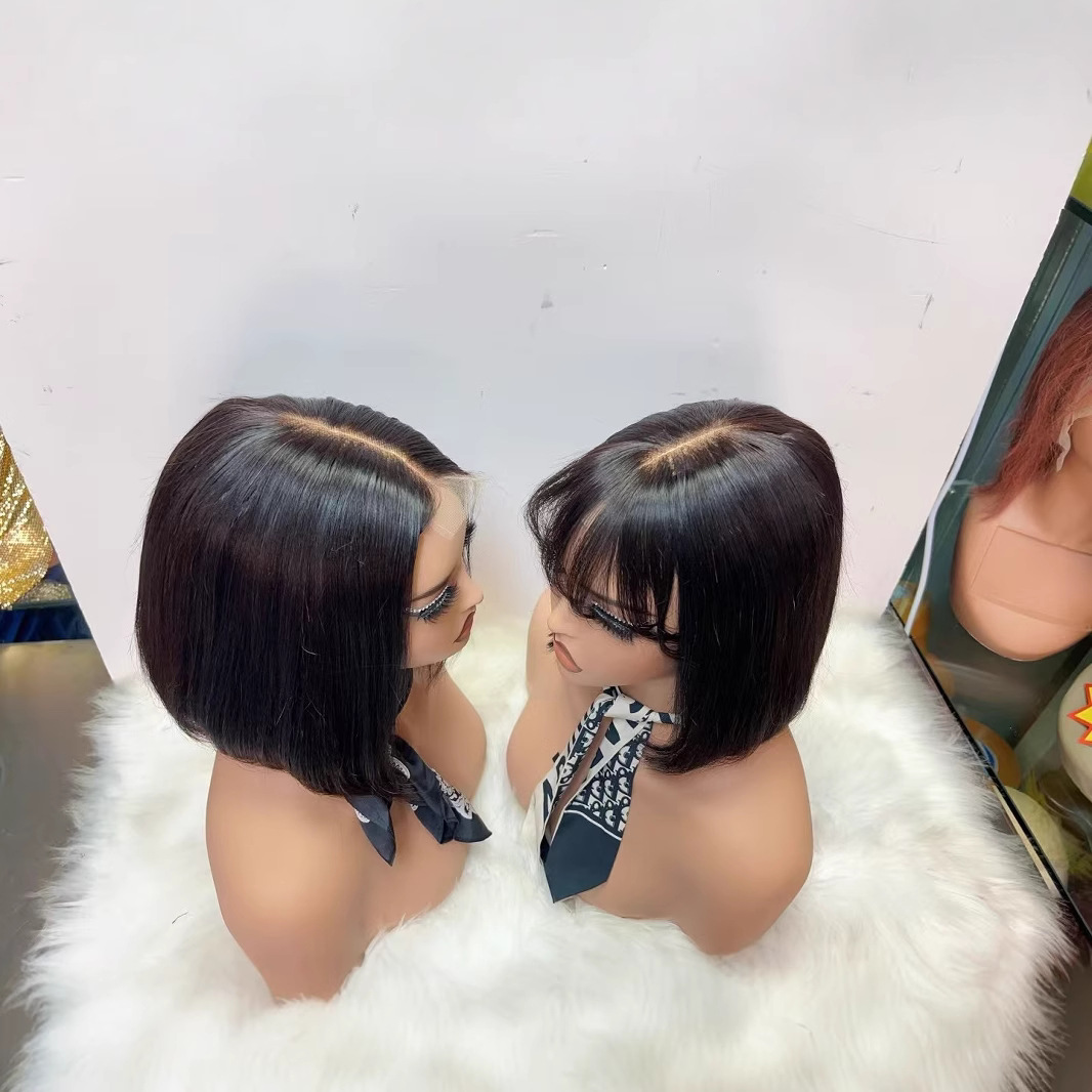 100% Natural Virgin Hair 2x6 Lace Closure Wigs Short Straight SDD Super Double Drawn Fringe Bob Wig