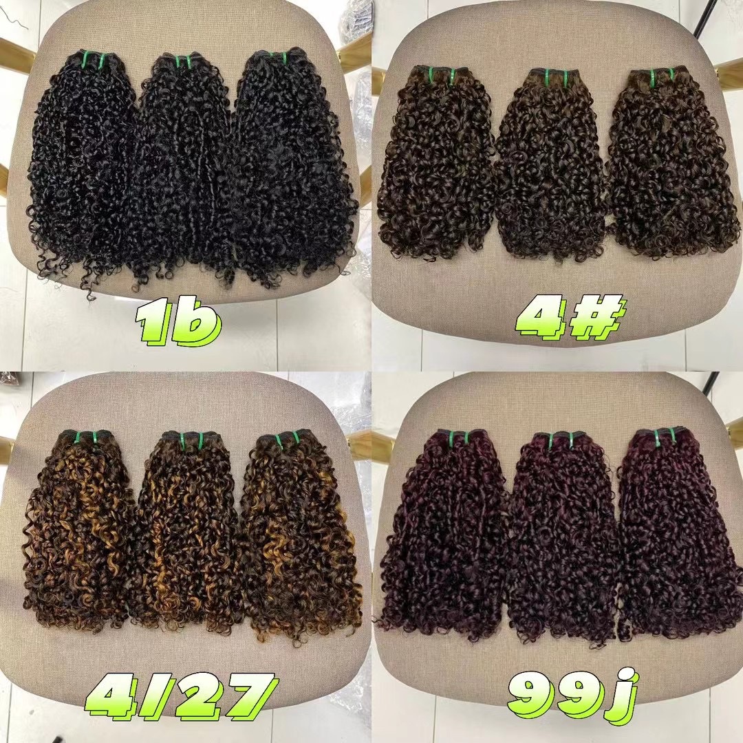 100% Raw Hair SDD Super Double Drawn Pixie Curly Burmese Curly Hair Weft Bundles Waves Extensions