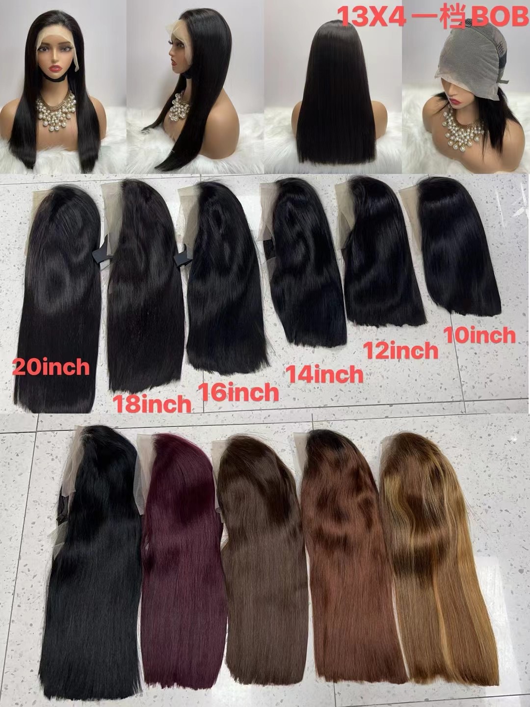 Flower Hair Factory 300% Density Bone Straight 100% Raw Vietnamese Hair Super Double Drawn13x4 Lace Front Wig