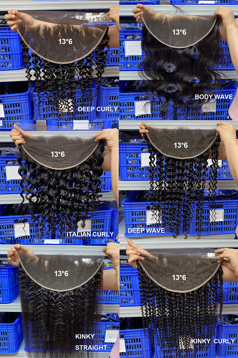 100% Real Natural Human Hair Natural Black Color Straight Body Wave Deep Wave Water Wave Deep Curly Kinky Straight 13x4 13x6 Lace Frontal