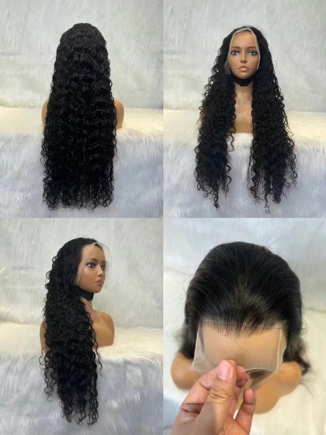 Flower Hair Factory 13x6 Long Straight Body Wave Deep Wave Deep Curly Natural Black Lace Front Wig