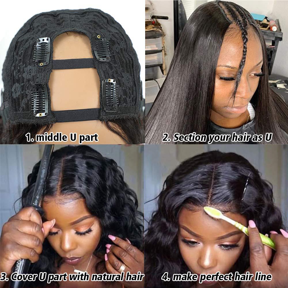 Flower Hair Factory Stock Straight Body Wave Deep Wave Water Wave Kinky Curly Kinky Straight Machine Made U Part Wig