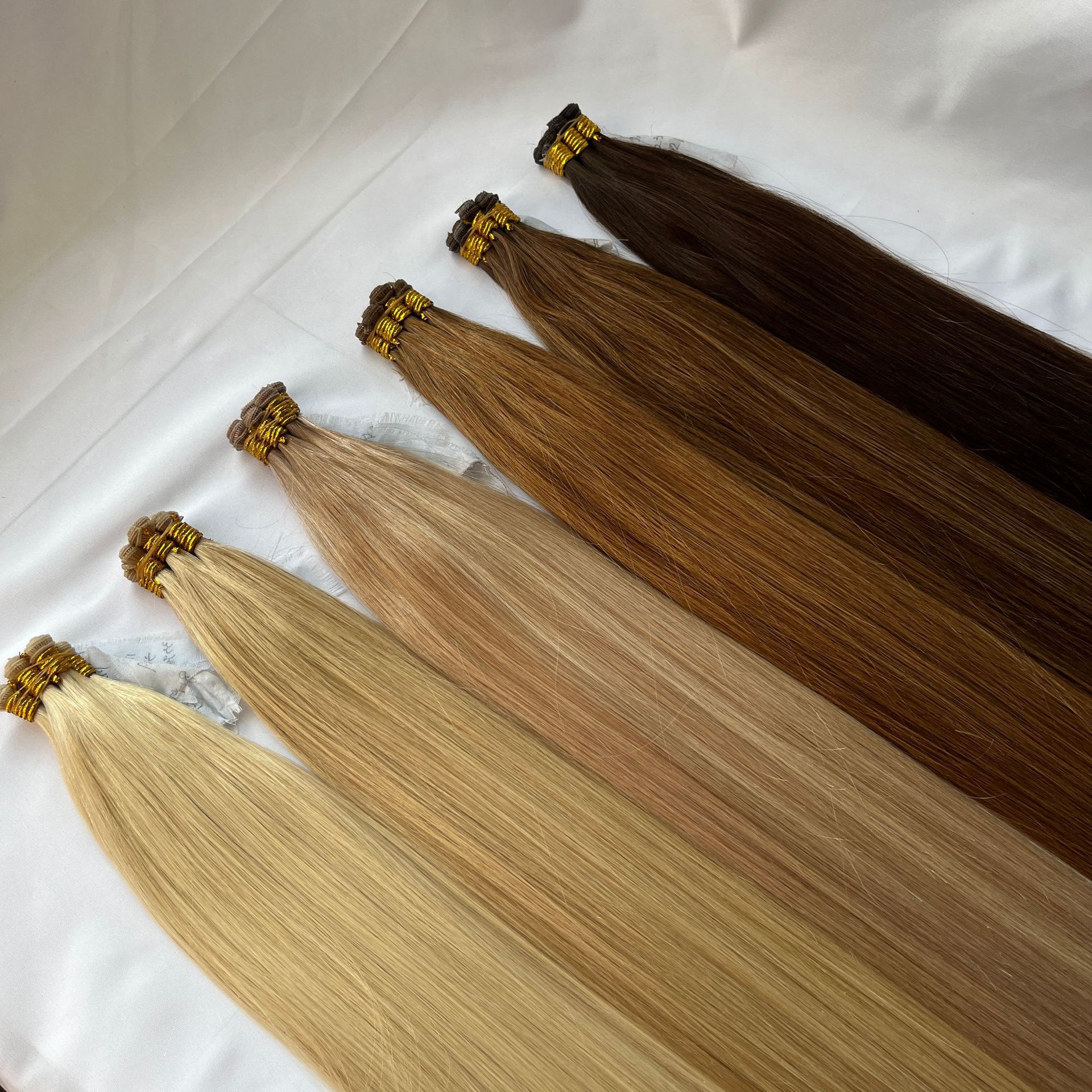 Flower Hair Factory Custom Human Hand Tie Hair Weft Hair Extensions