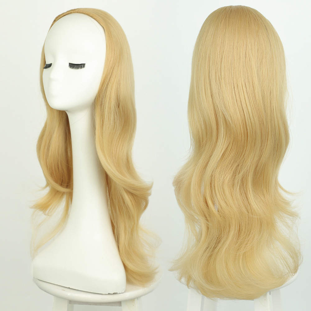 Flower Hair Factory Ready To Ship Synthetic Hair Long Blonde Wavy Half Wig