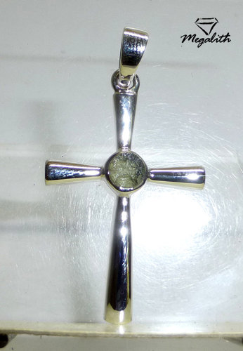 Moldavit Anhänger Kreuz