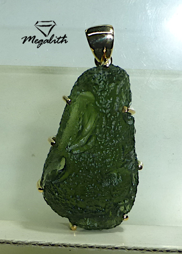 (E002) Moldavit Anhänger Tropfen