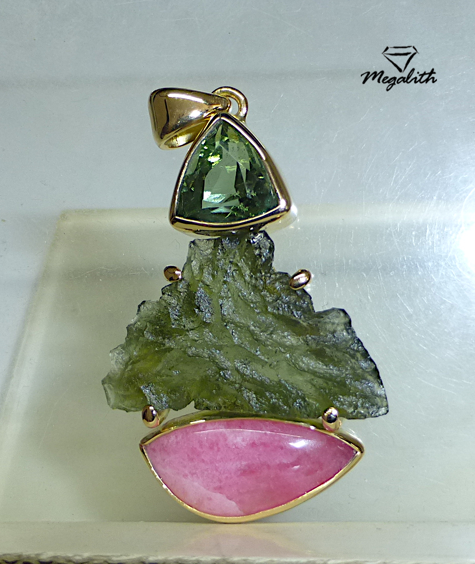 (E005) Moldavit Tugtupit Anhänger