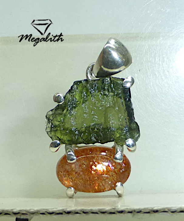 (Ak016) Moldavit Sonnenstein Anhänger