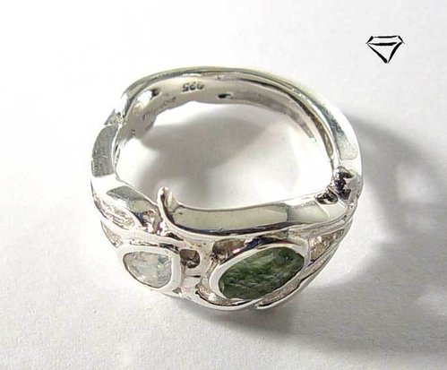 Moldavit / Mondstein Ring