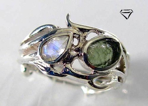 Moldavit / Mondstein Ring