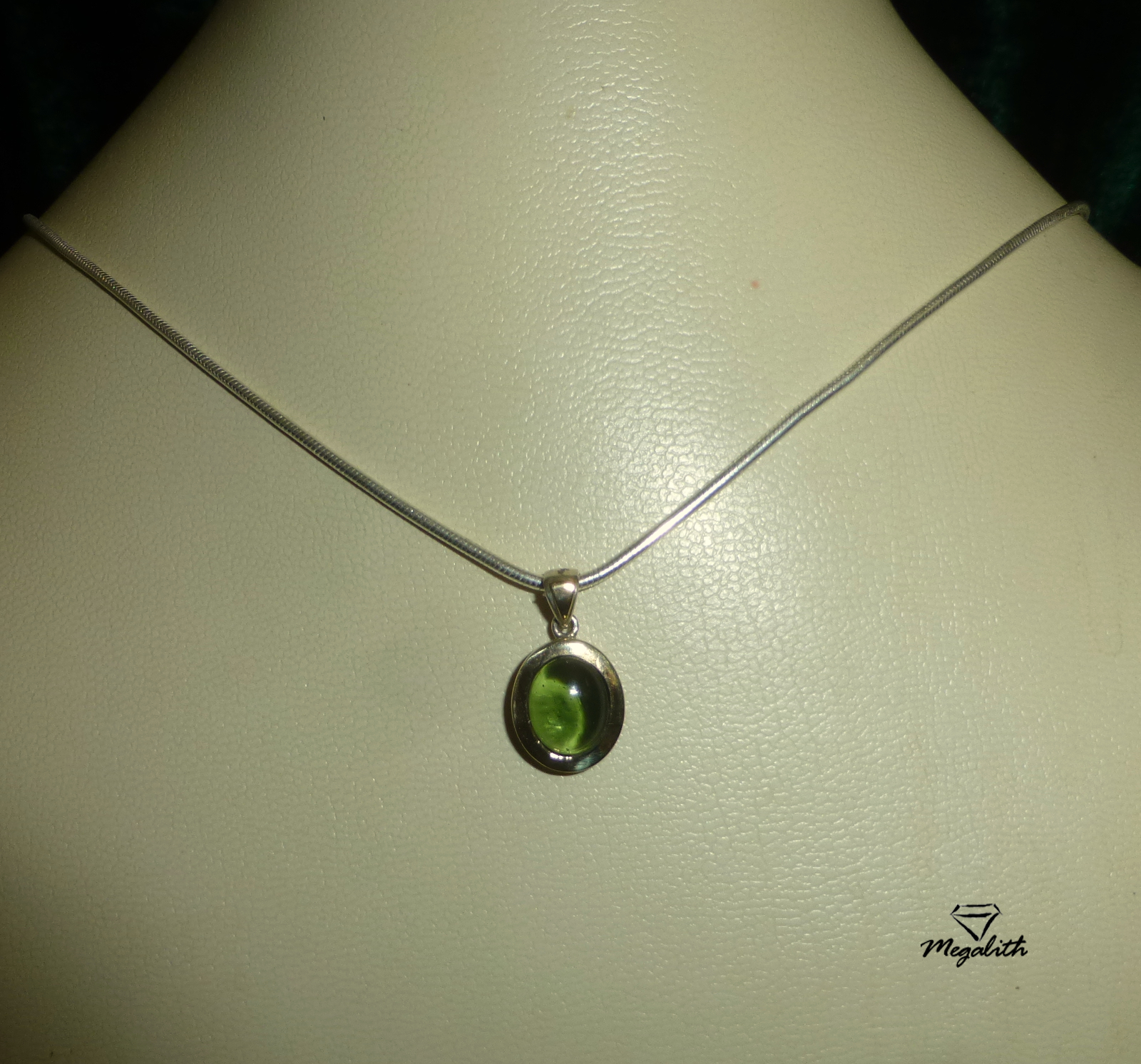 (Ag507) Moldavit Anhänger Cabochon