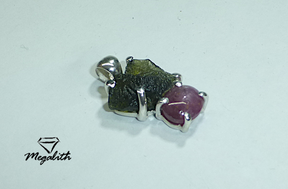 (Ak017) Moldavit Sternrubin Anhänger 