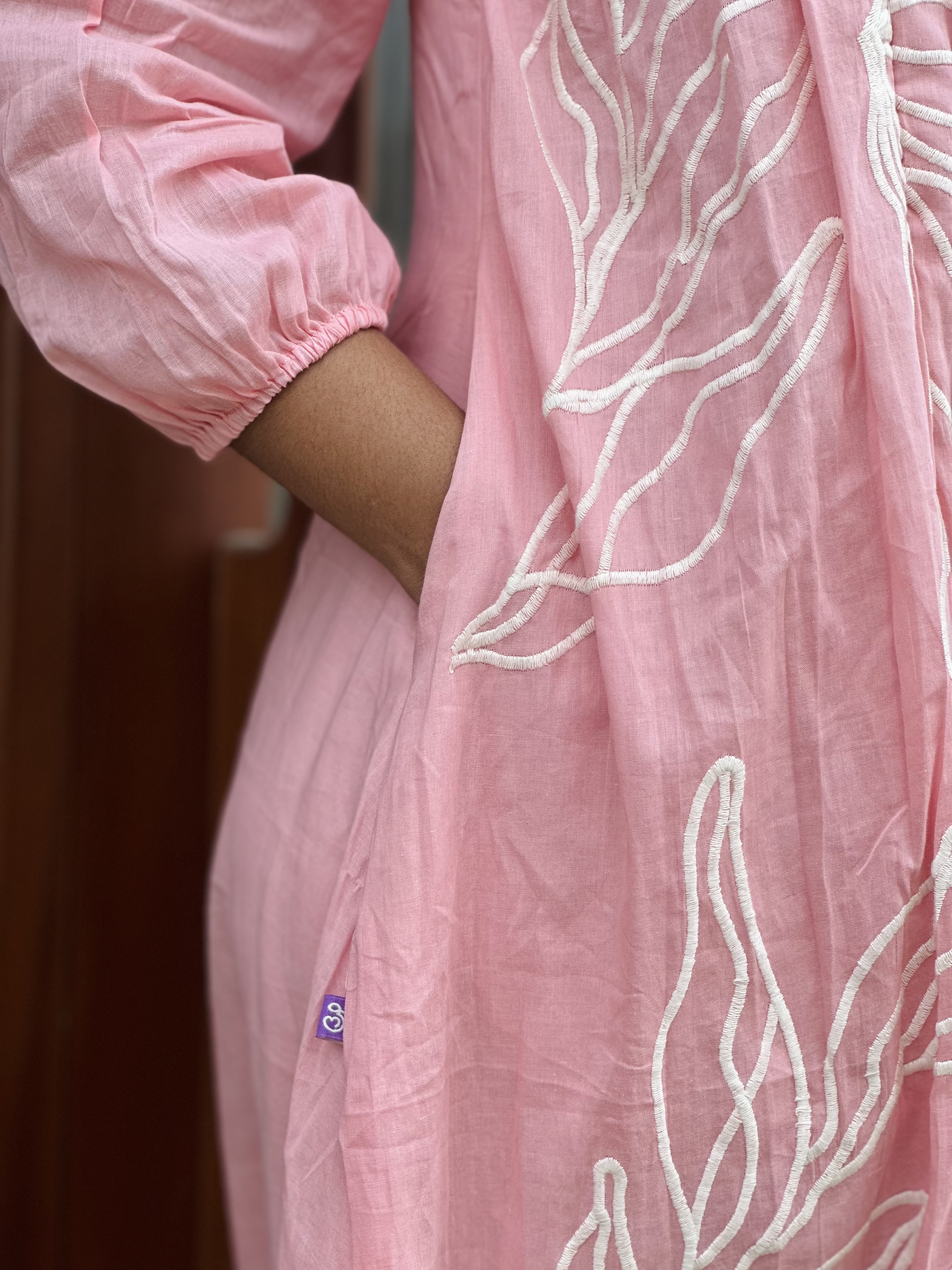 Pink Floral Printed mul Cotton feeding Dress