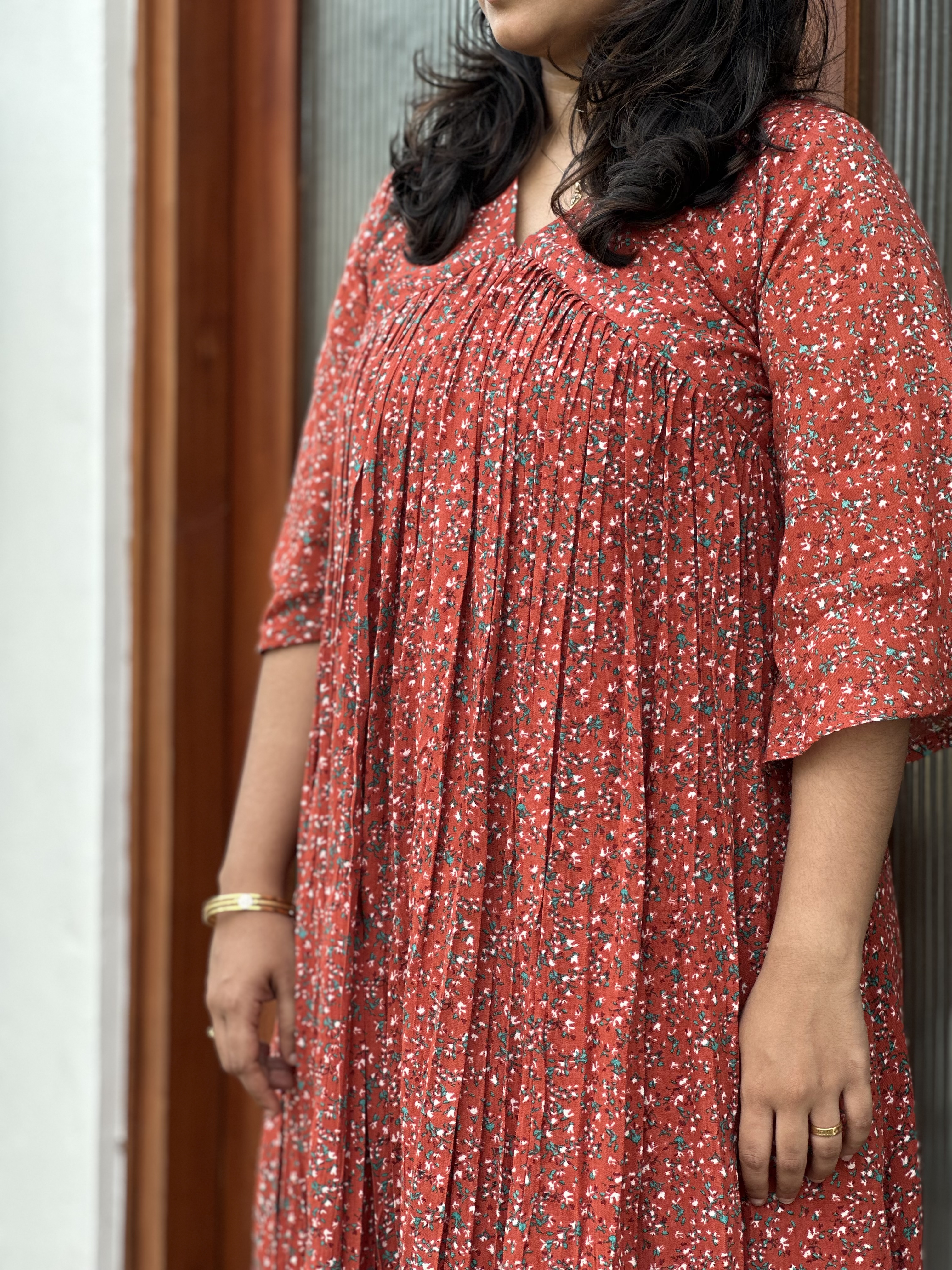 Red Floral feeding Dress
