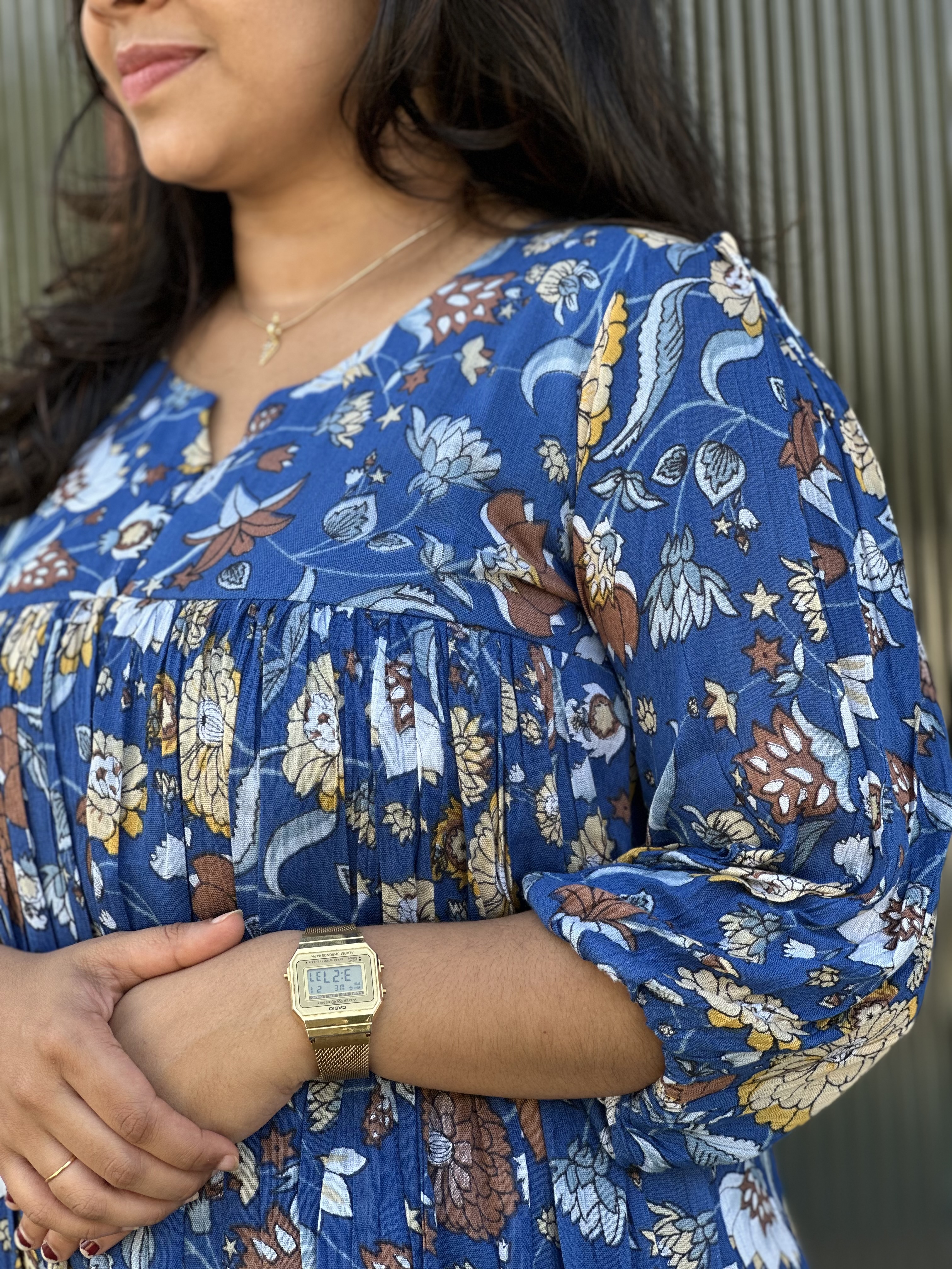 Floral Print Blue feeding Dress