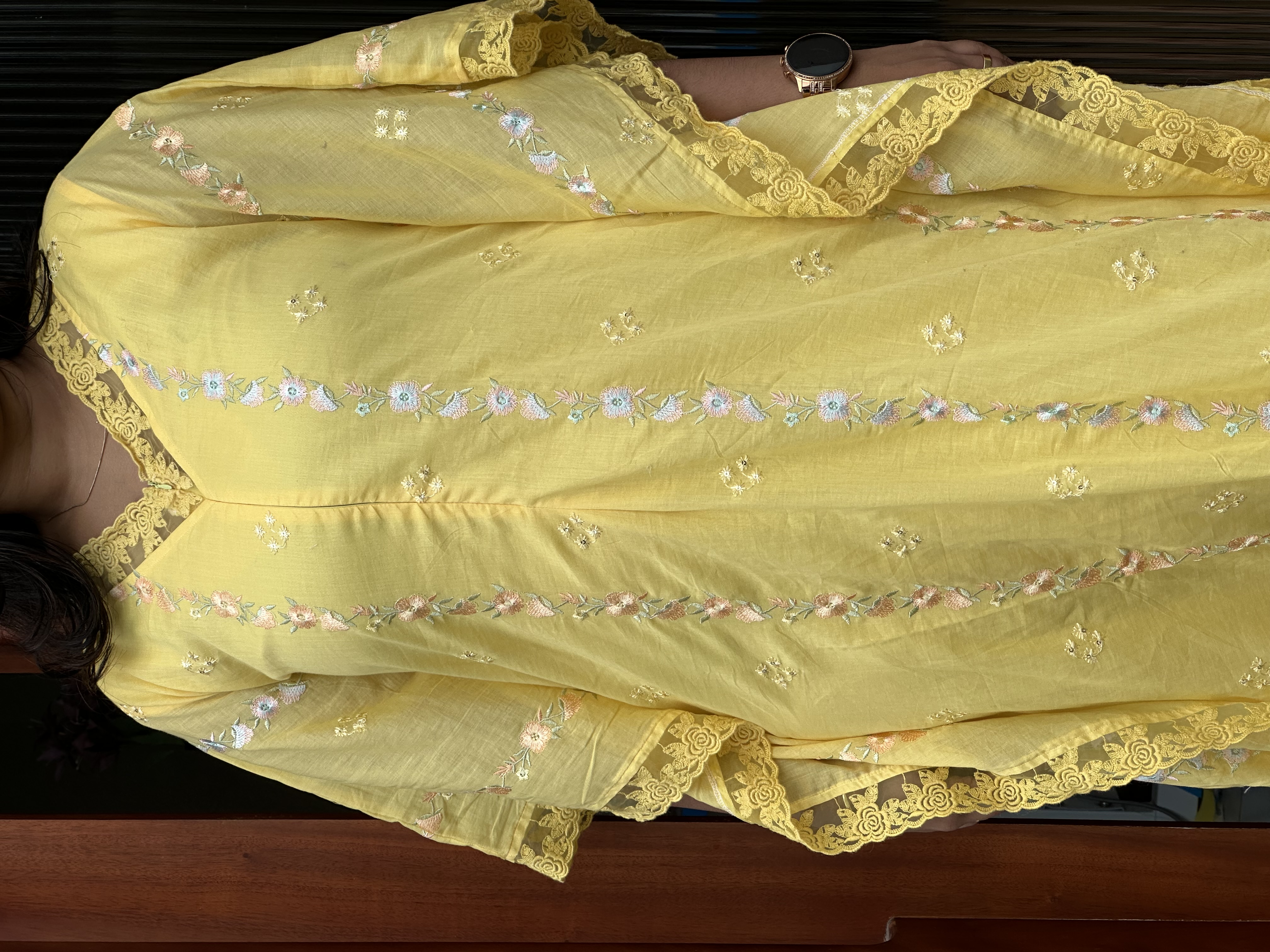 Yellow Floral feeding  kafthan 