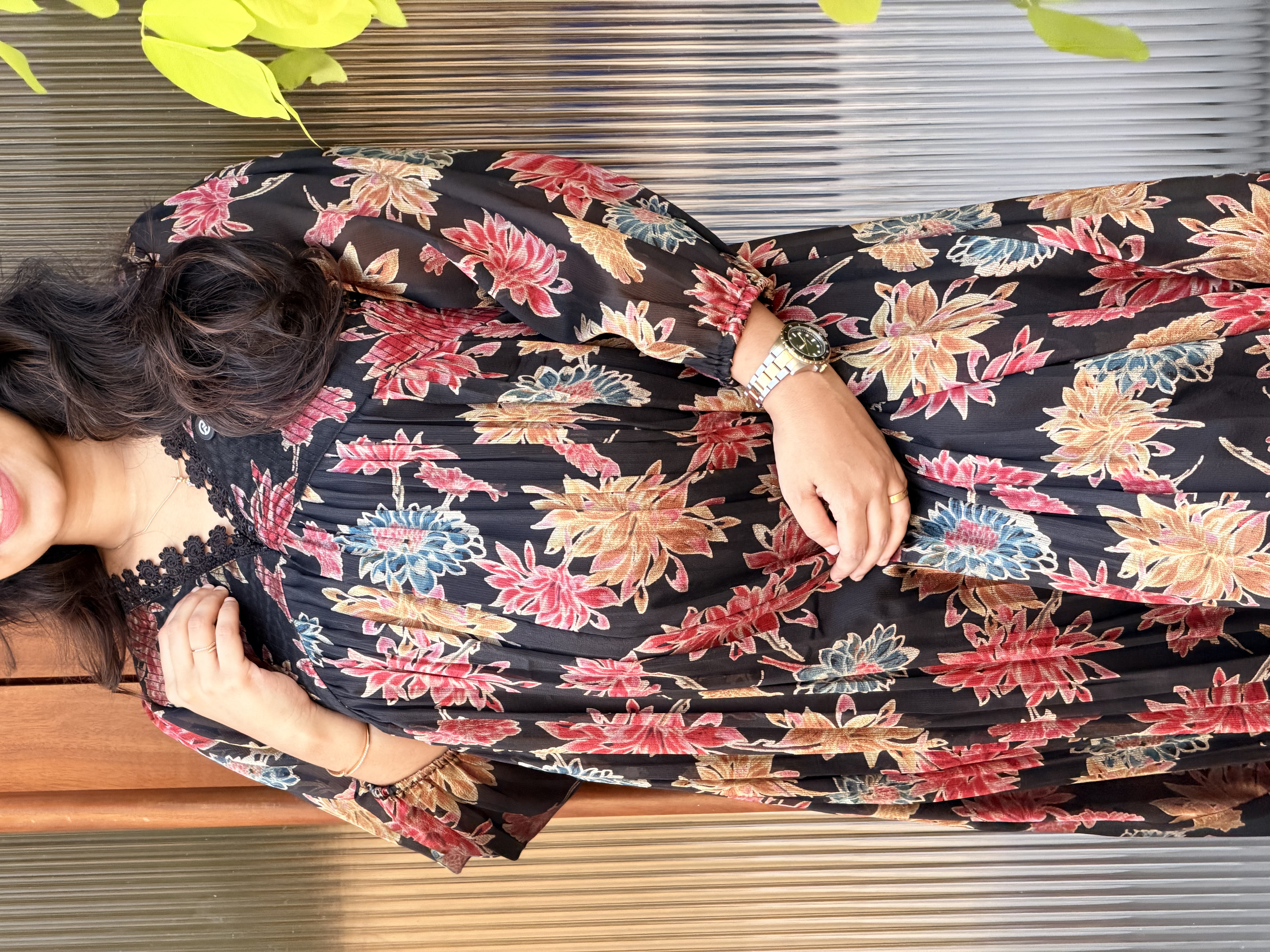 Floral Printed Chiffon Maxi Dress