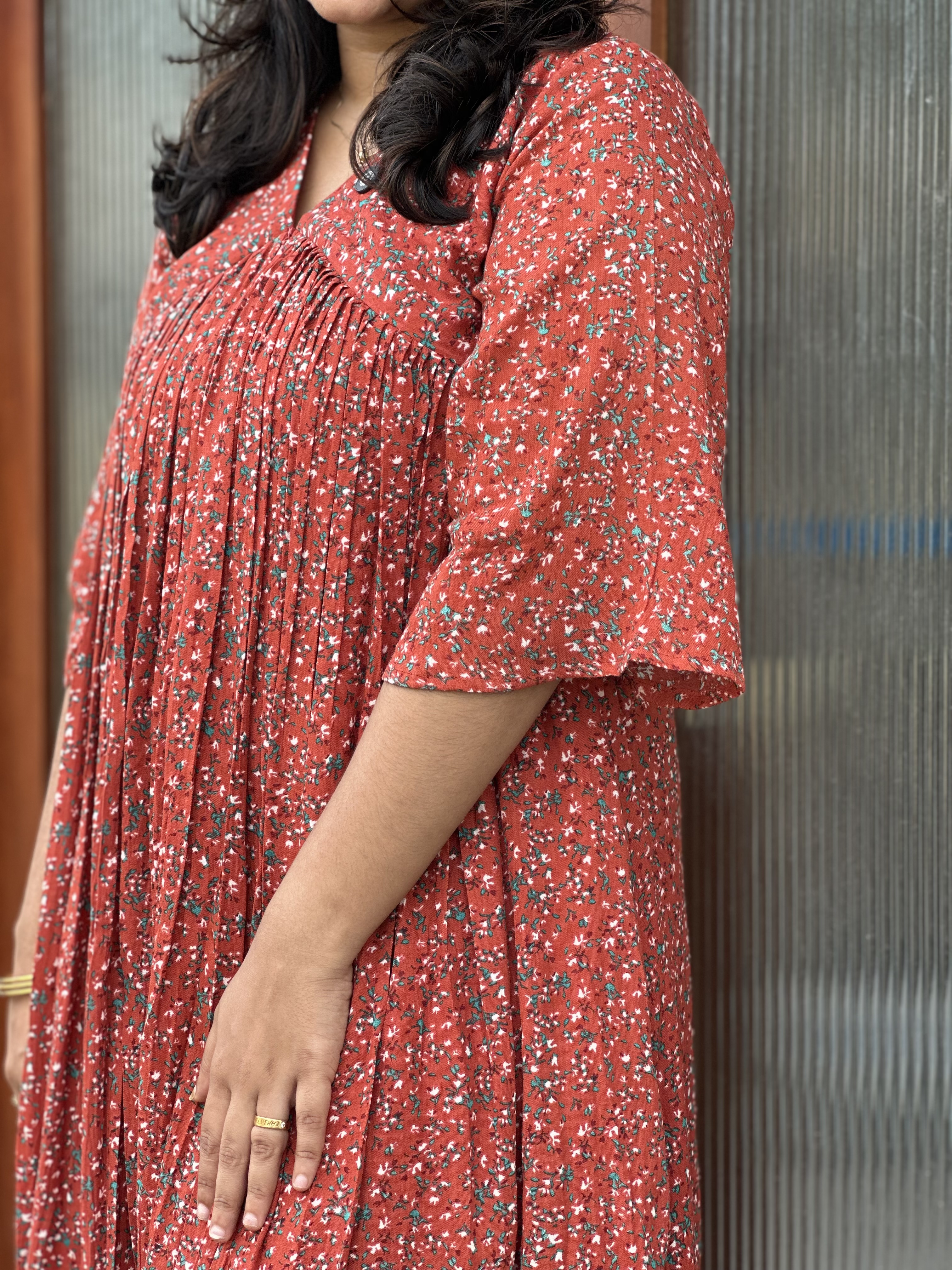 Red Floral feeding Dress