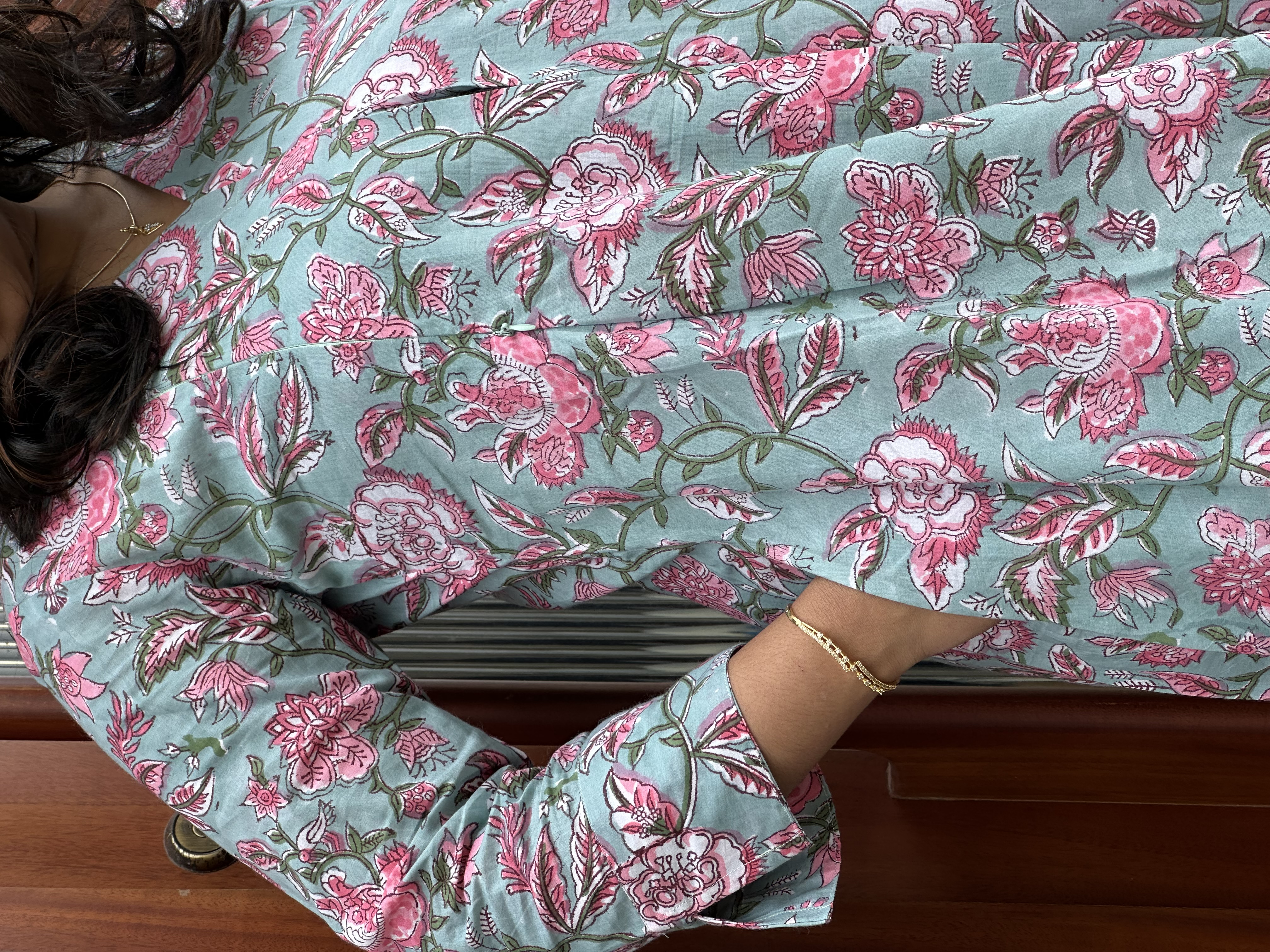 HANDBLOCK FLORAL FEEDING DRESS