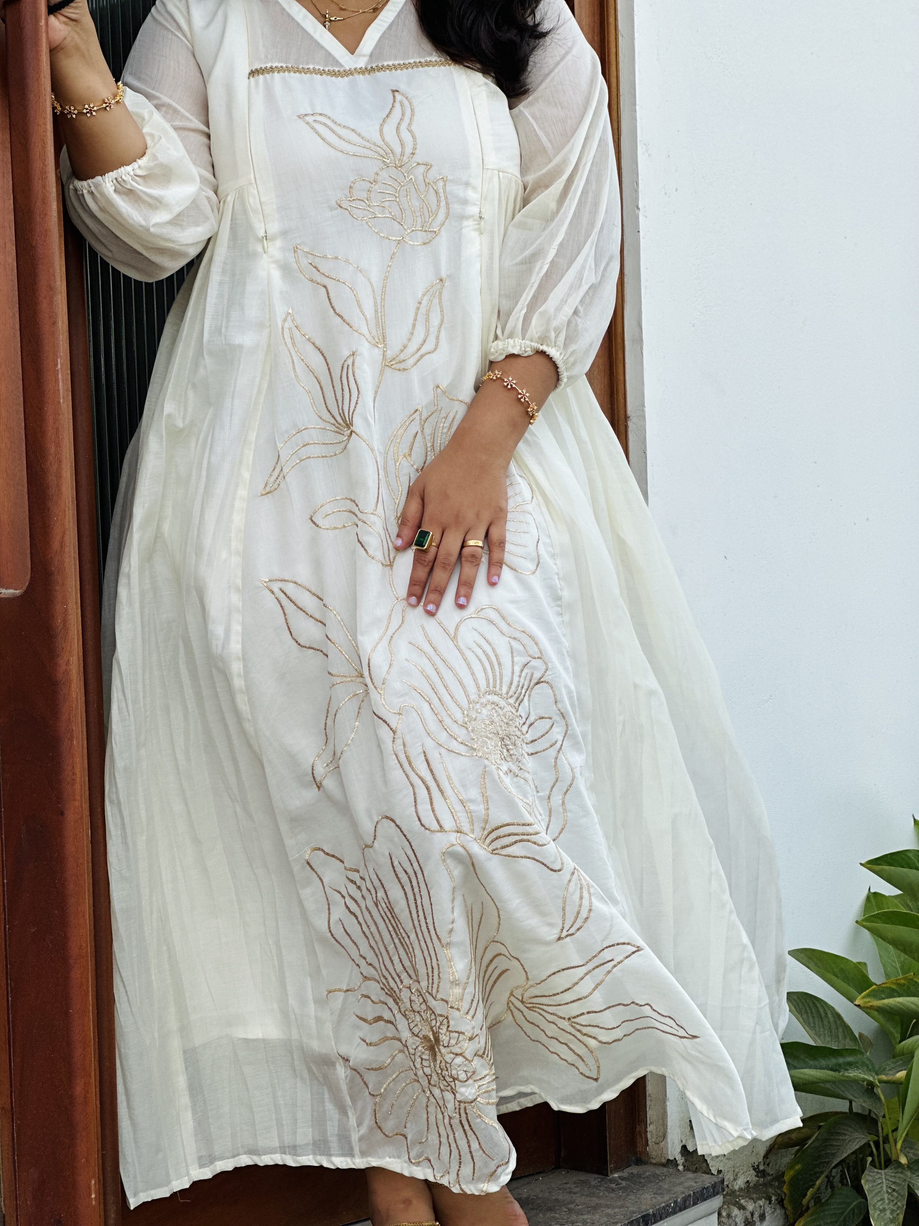Embroidered White flower feeding dress Dress