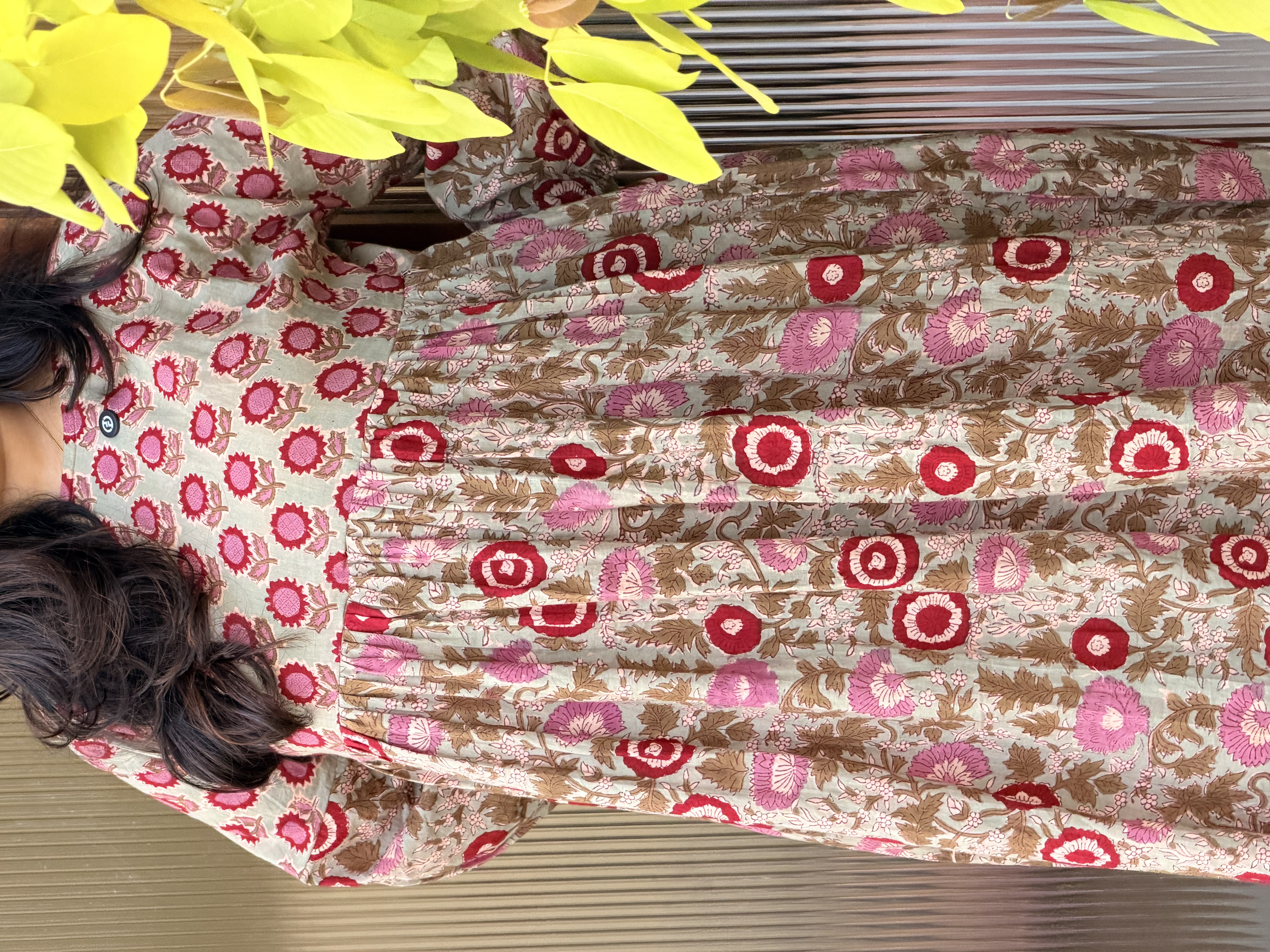 Floral mixed handblock Printed feeding dress