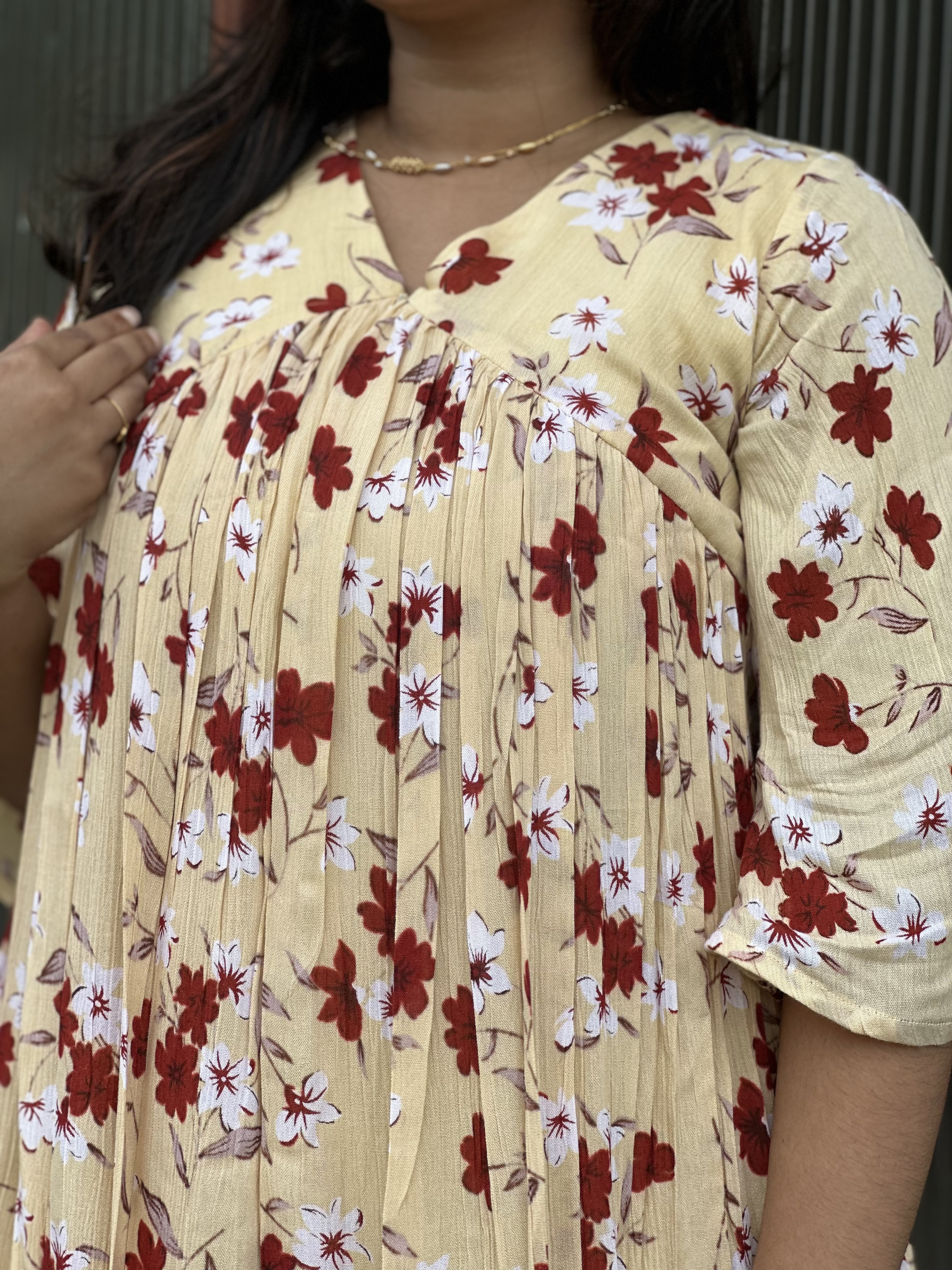 Floral Pleated feeding Dress 