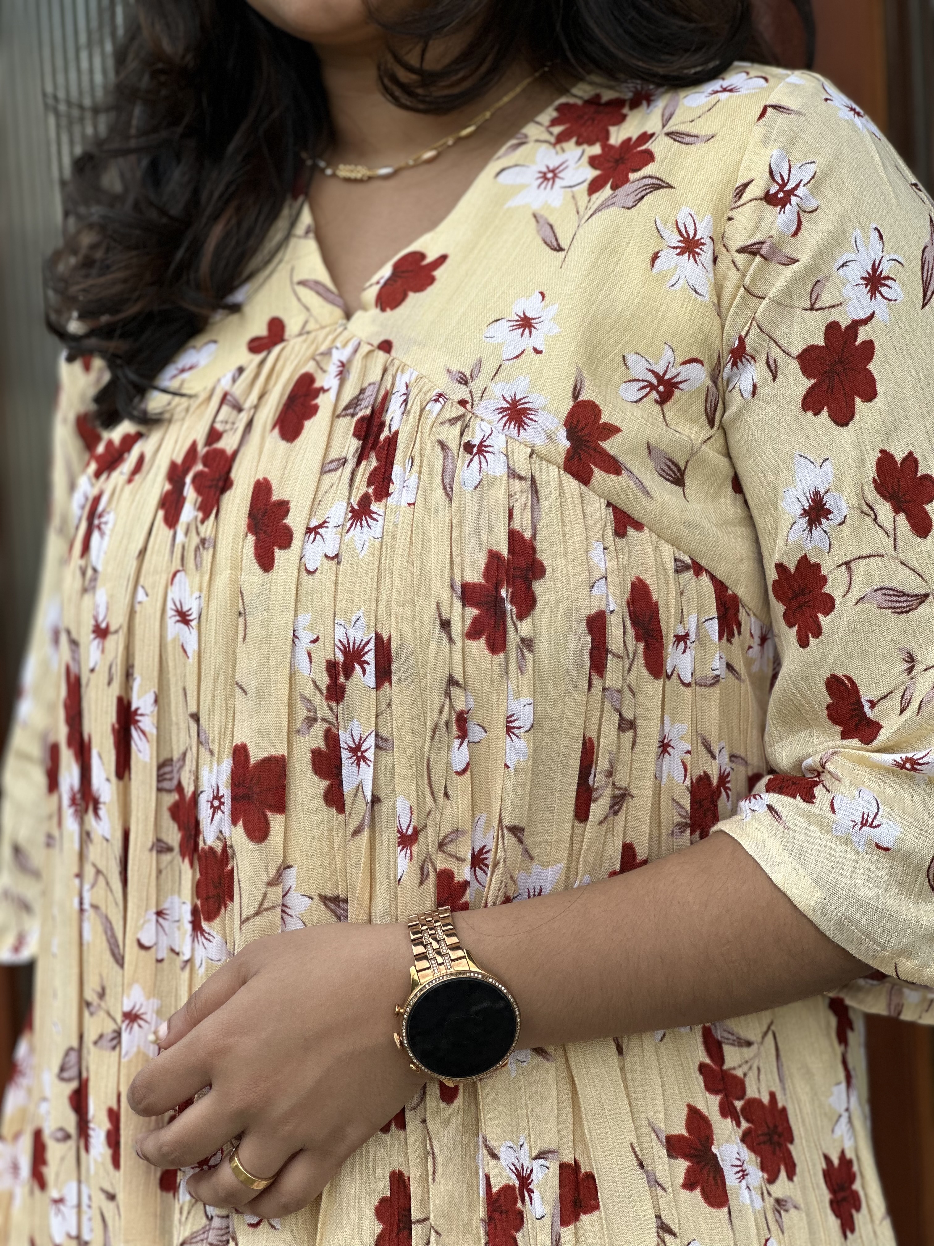 Floral Pleated feeding Dress 