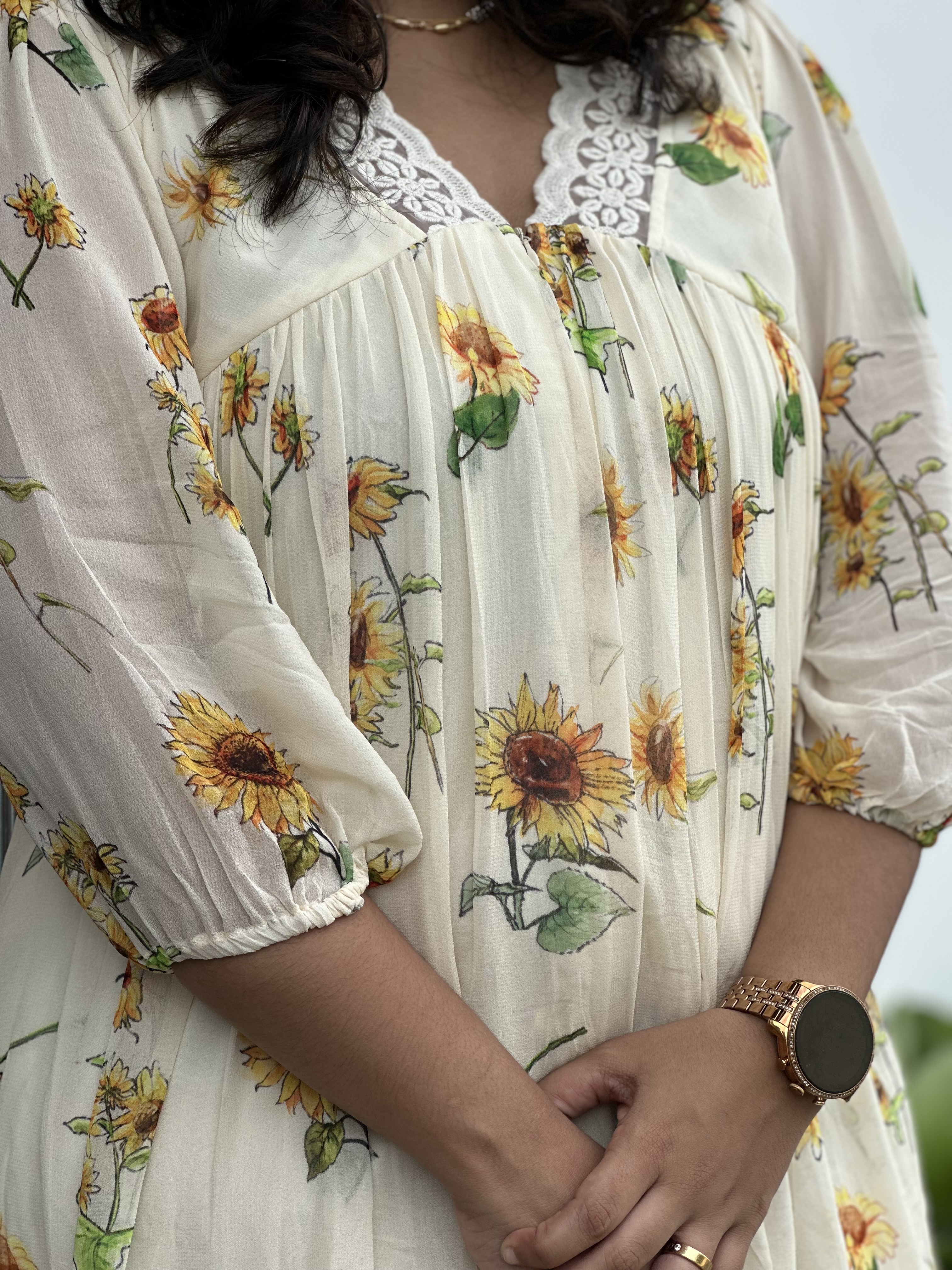 Sunflower Print feeding  Dress