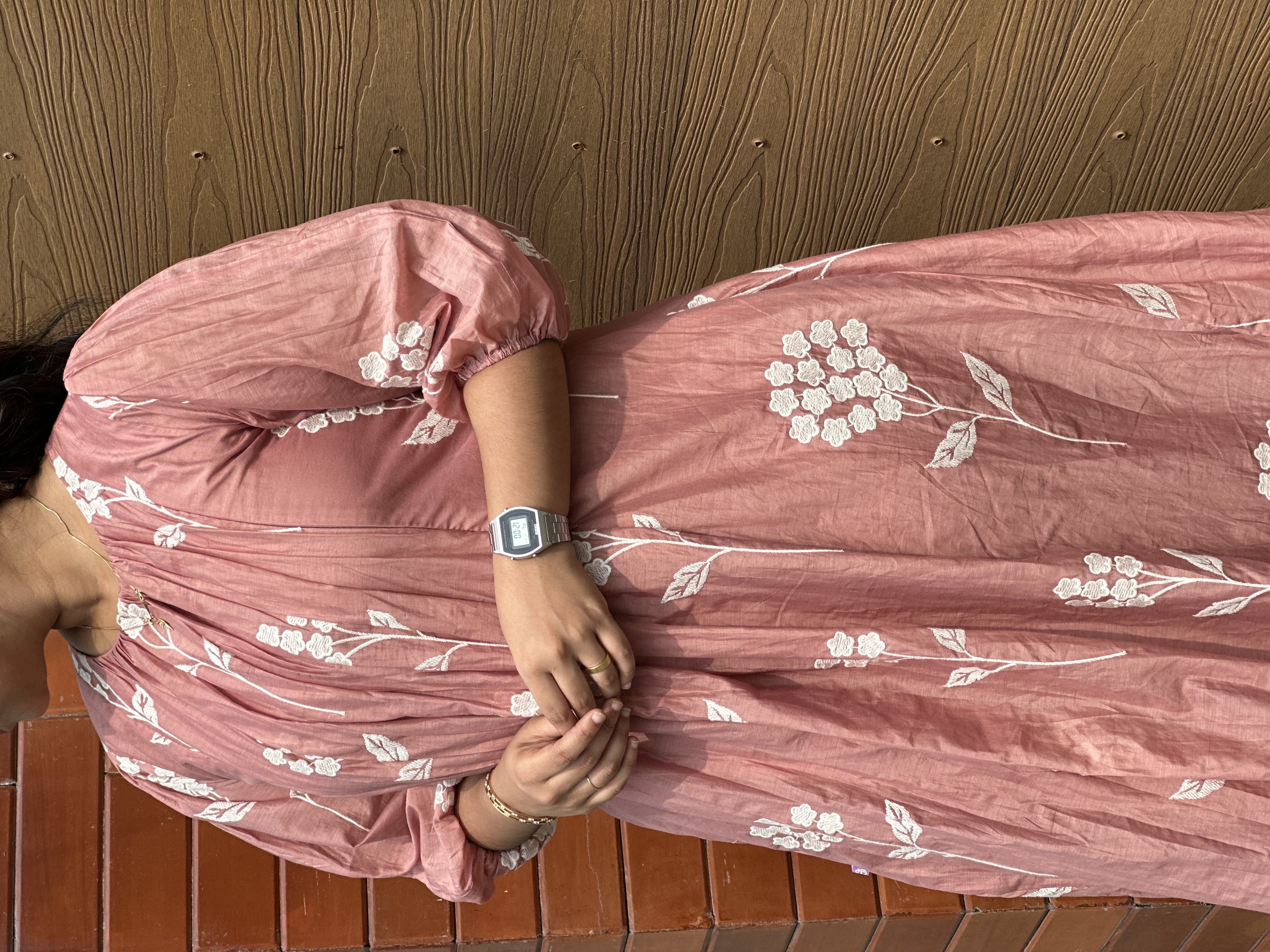 Mauve embroidered glass Chanderi feeding Kurta