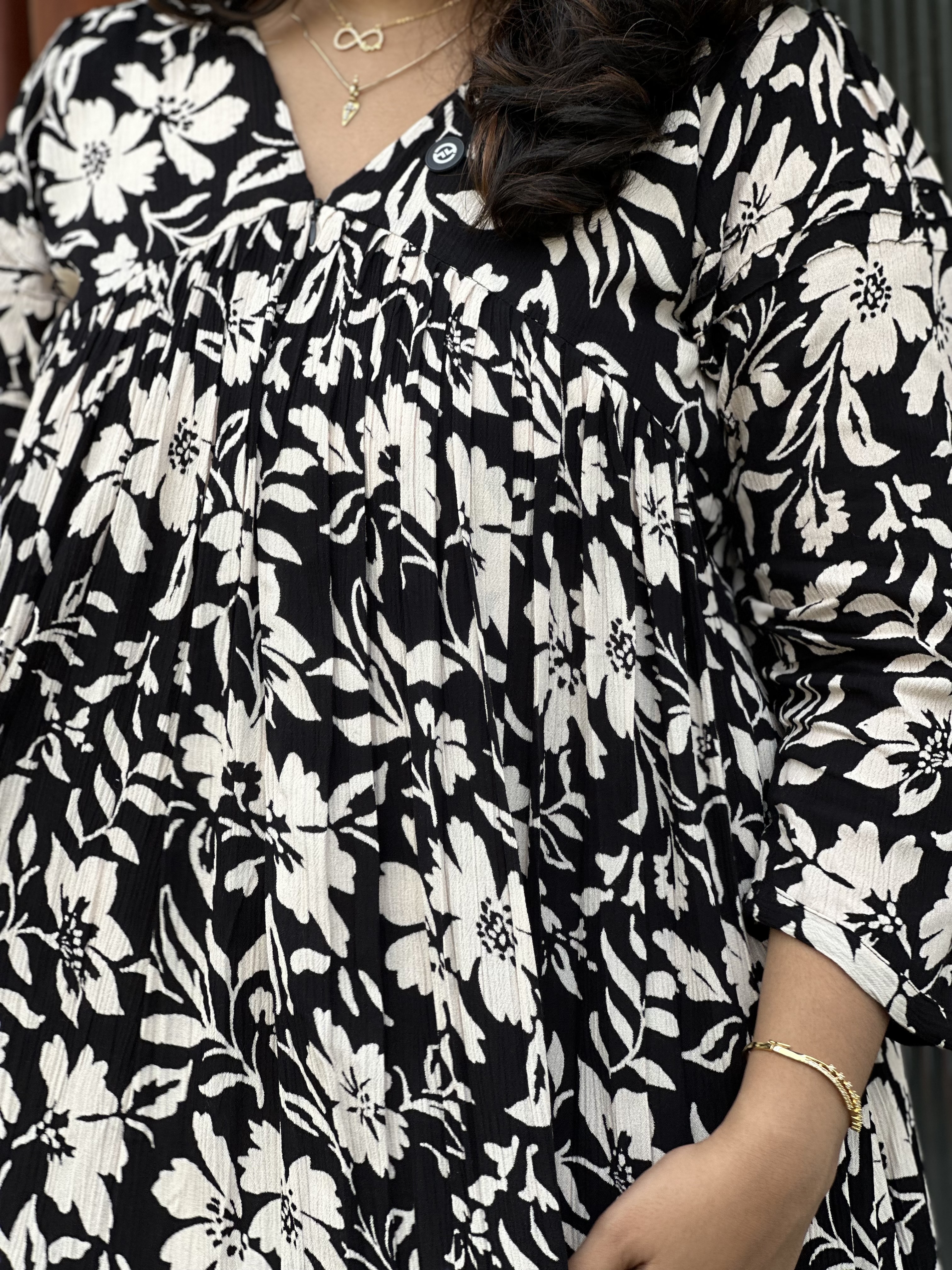 Black Floral Print feeding Dress