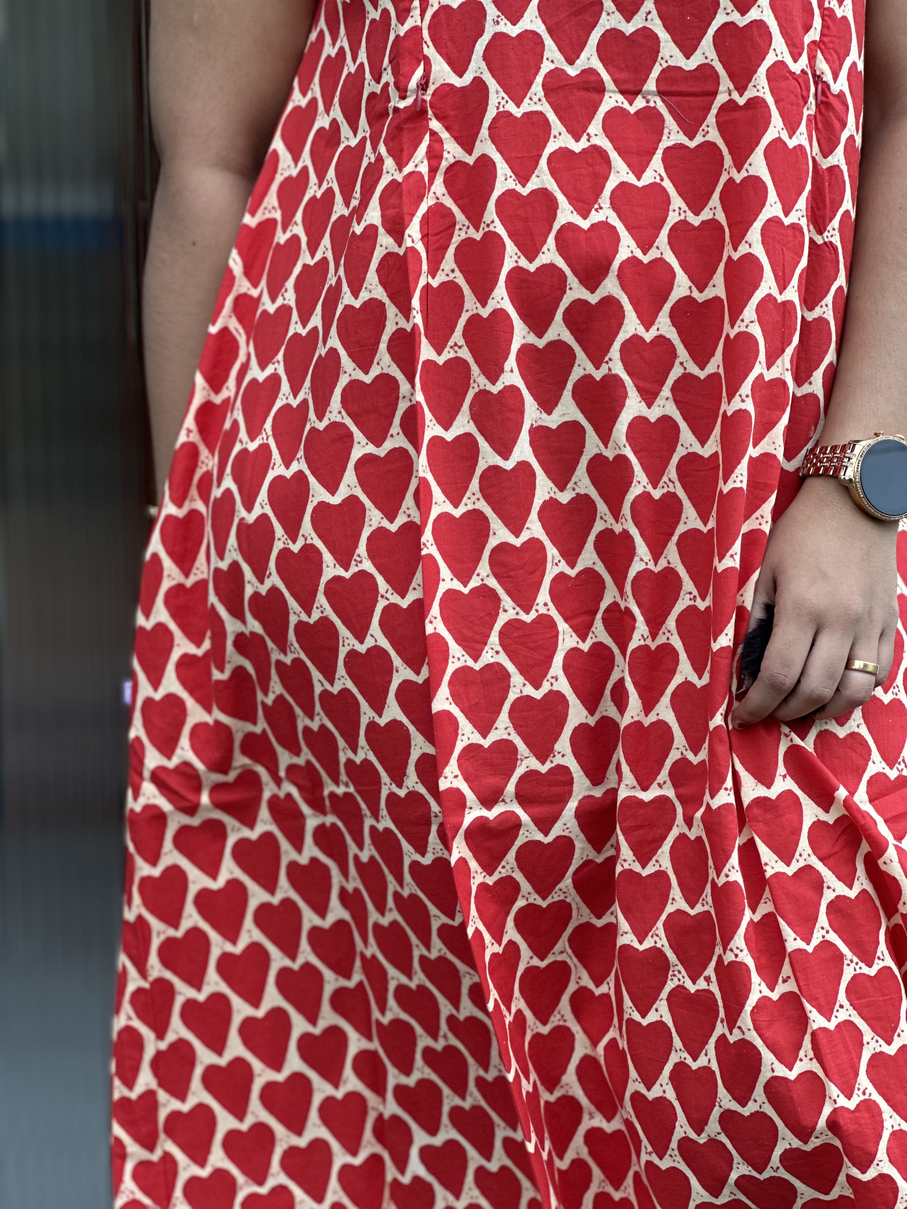 Red Heart Print Feeding Dress
