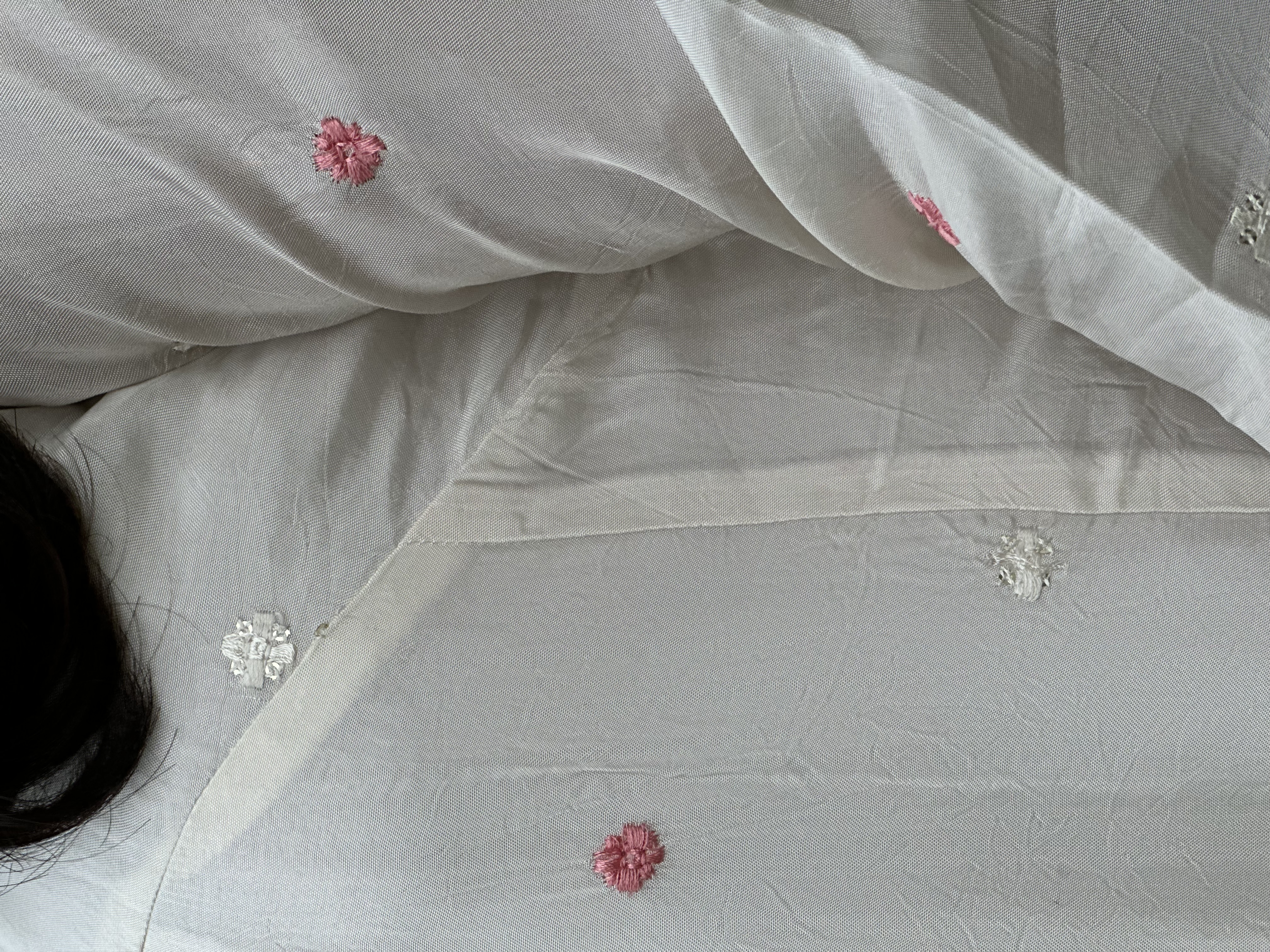 White dola silk  Embroidered feeding Kurti