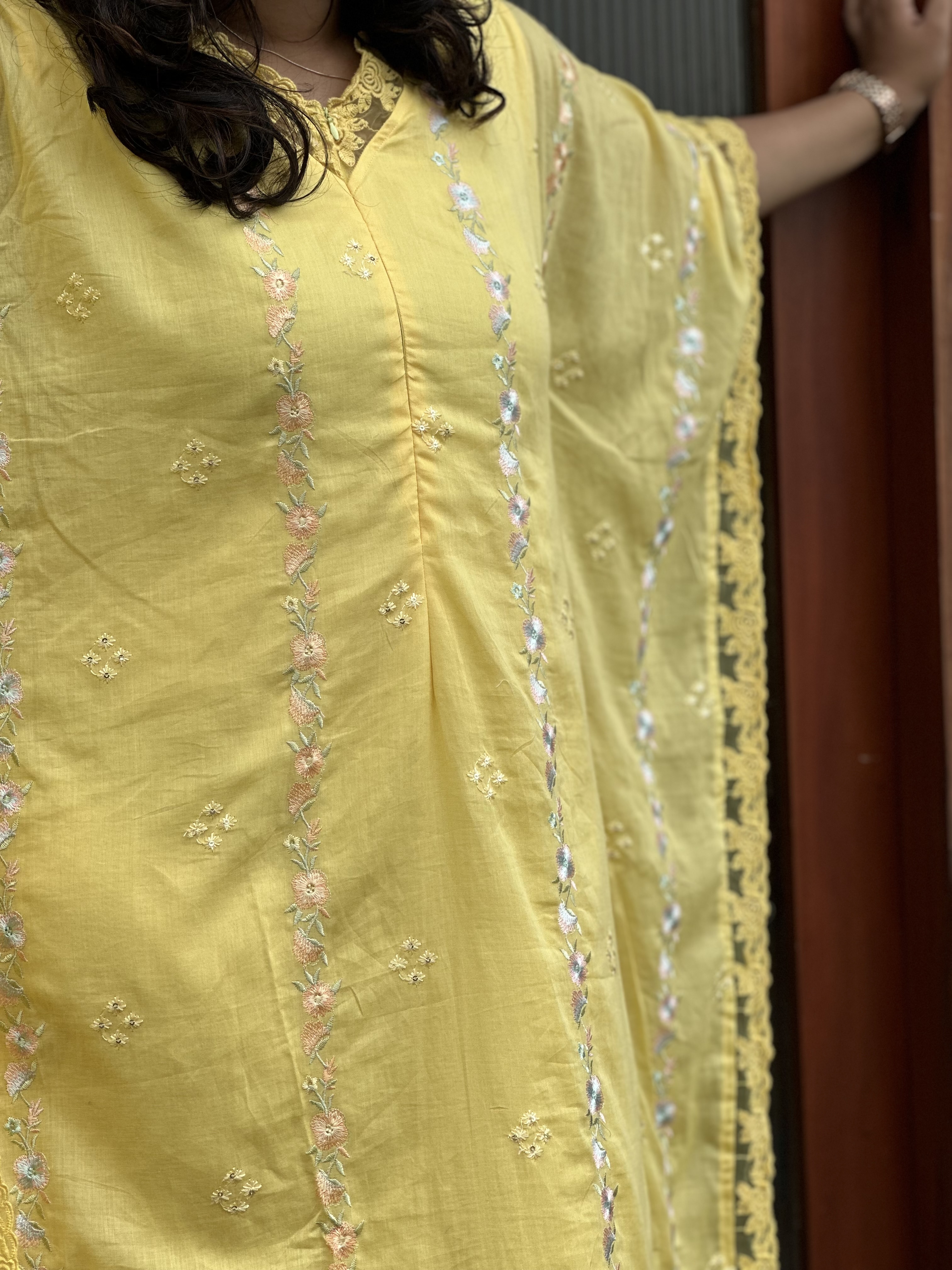 Yellow Floral feeding  kafthan 