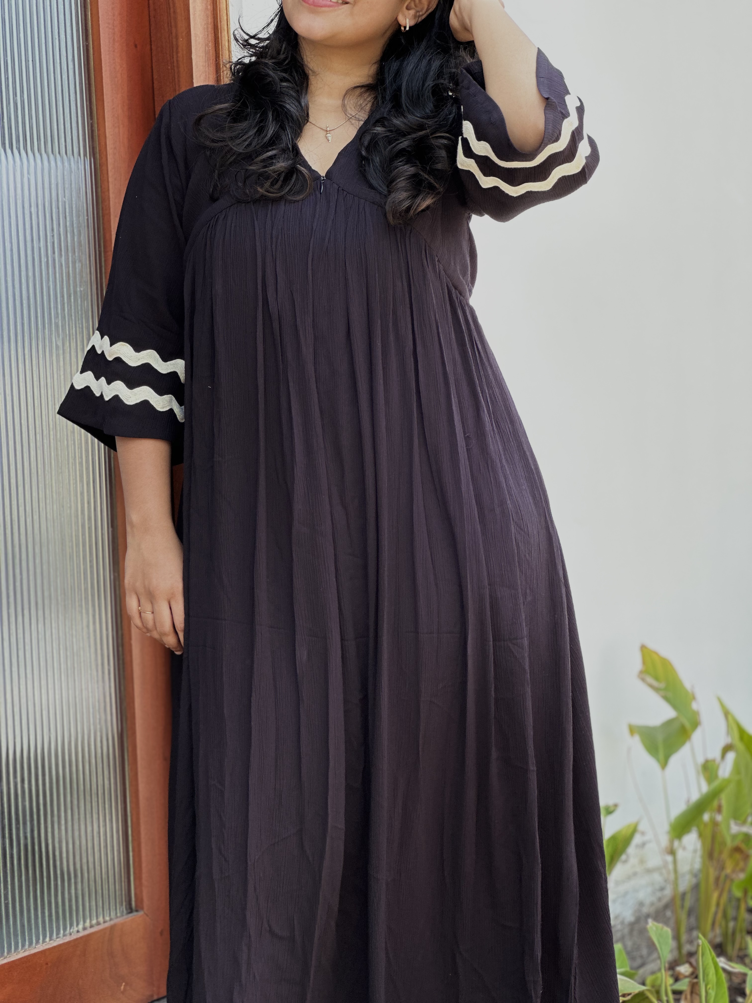 Black Flared feeding Maxi Dress