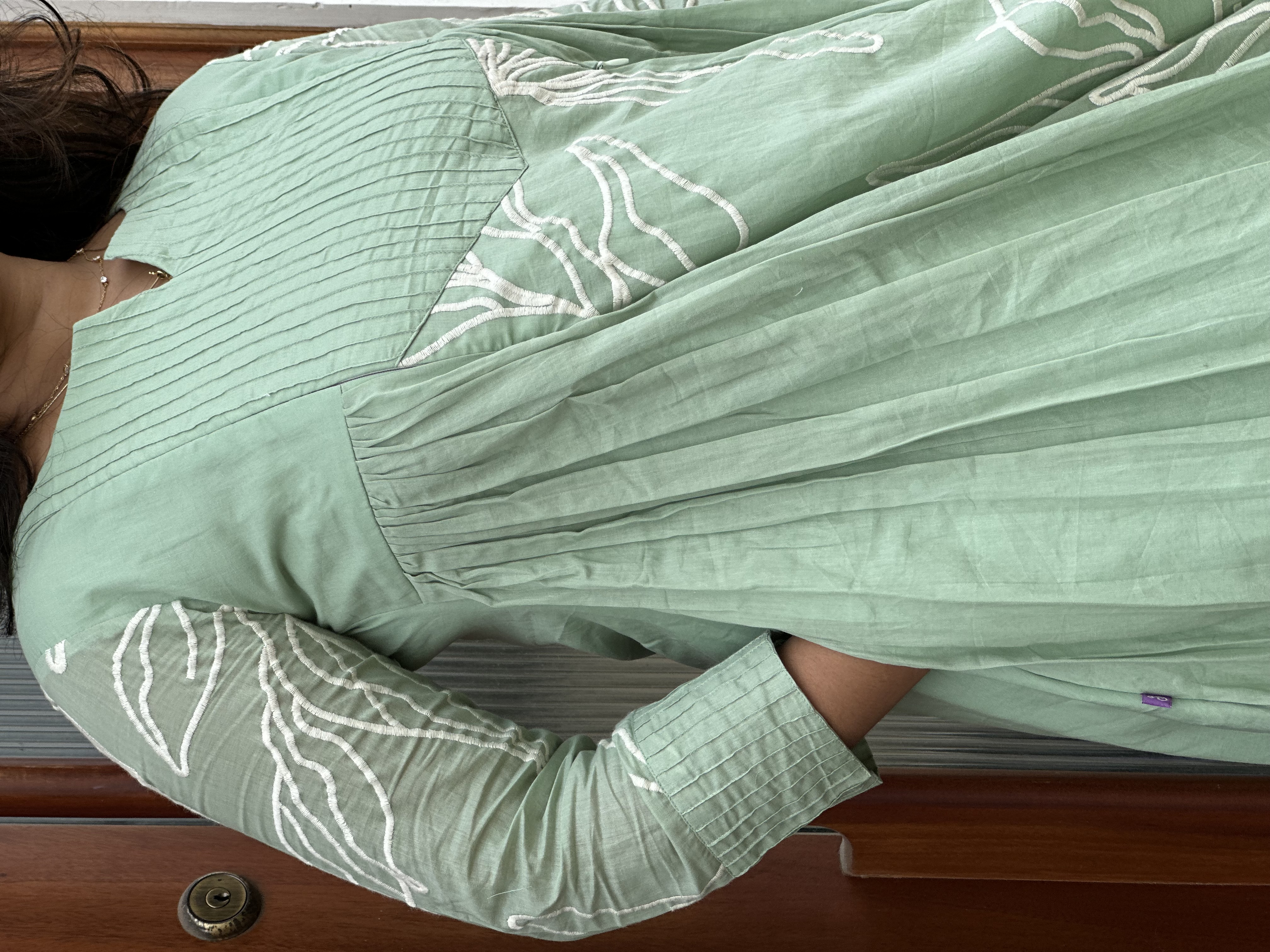 Light Green feeding Embroidered Kurta