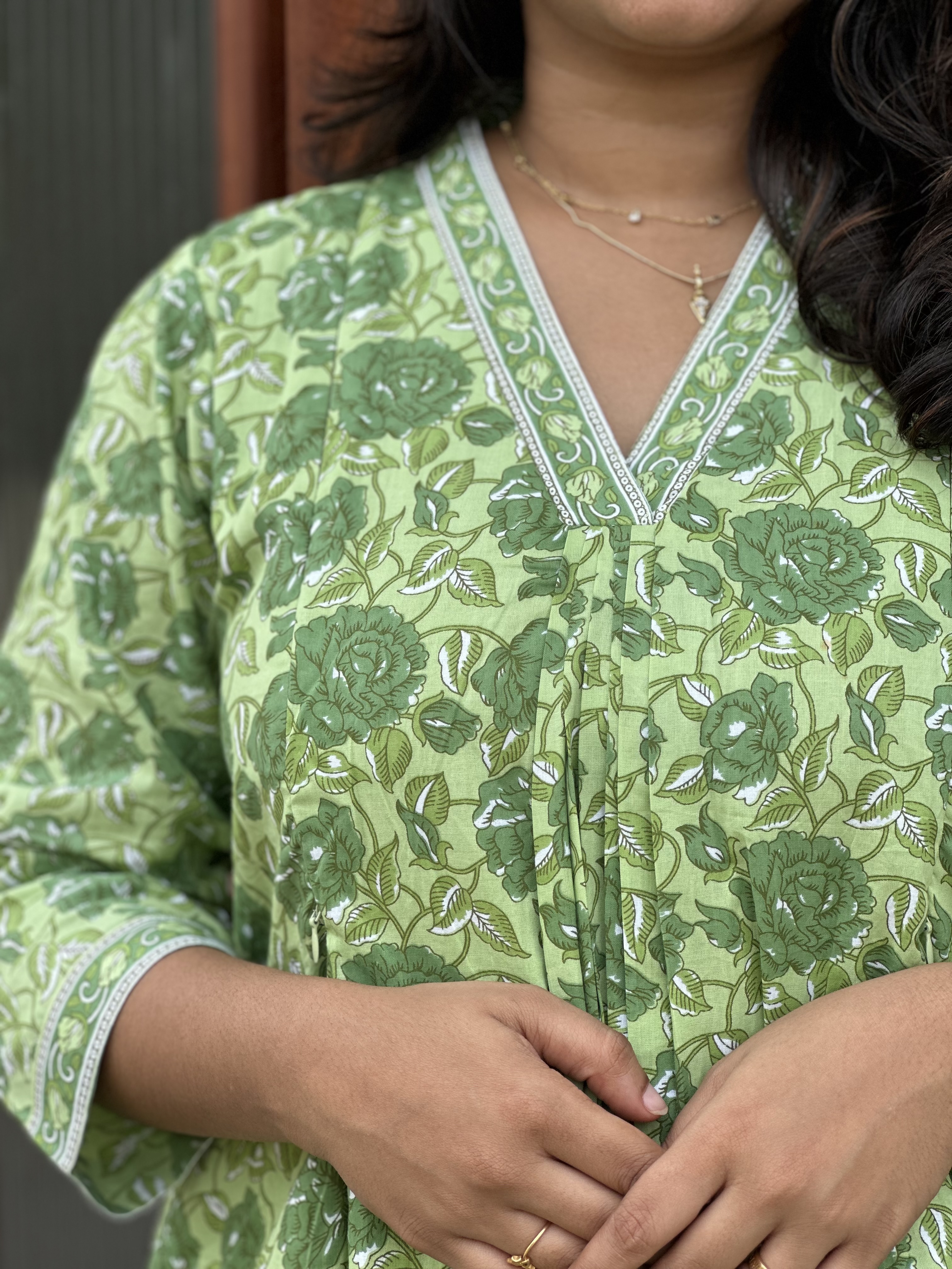 Green Floral Printed Kurta
